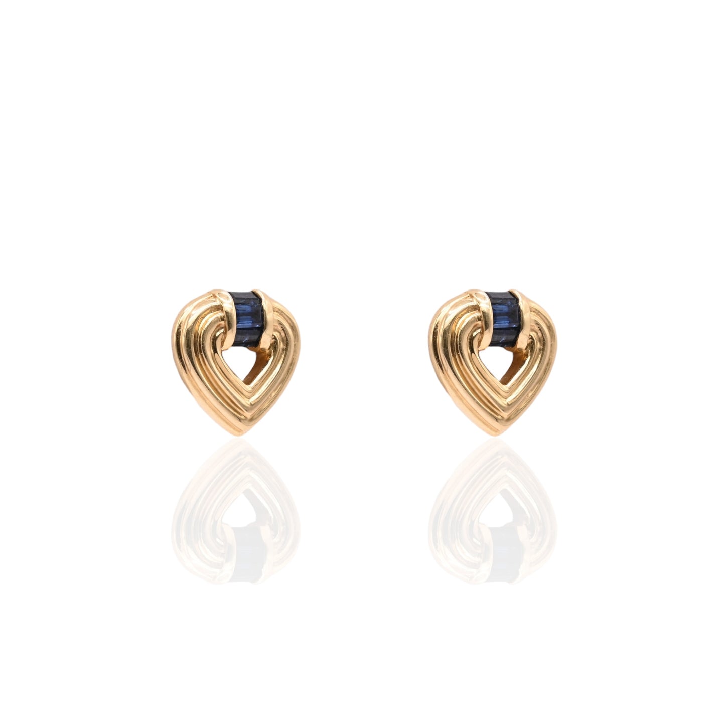 Sapphire-Embellished Heart Earrings 18K Yellow Gold 0.60cttw