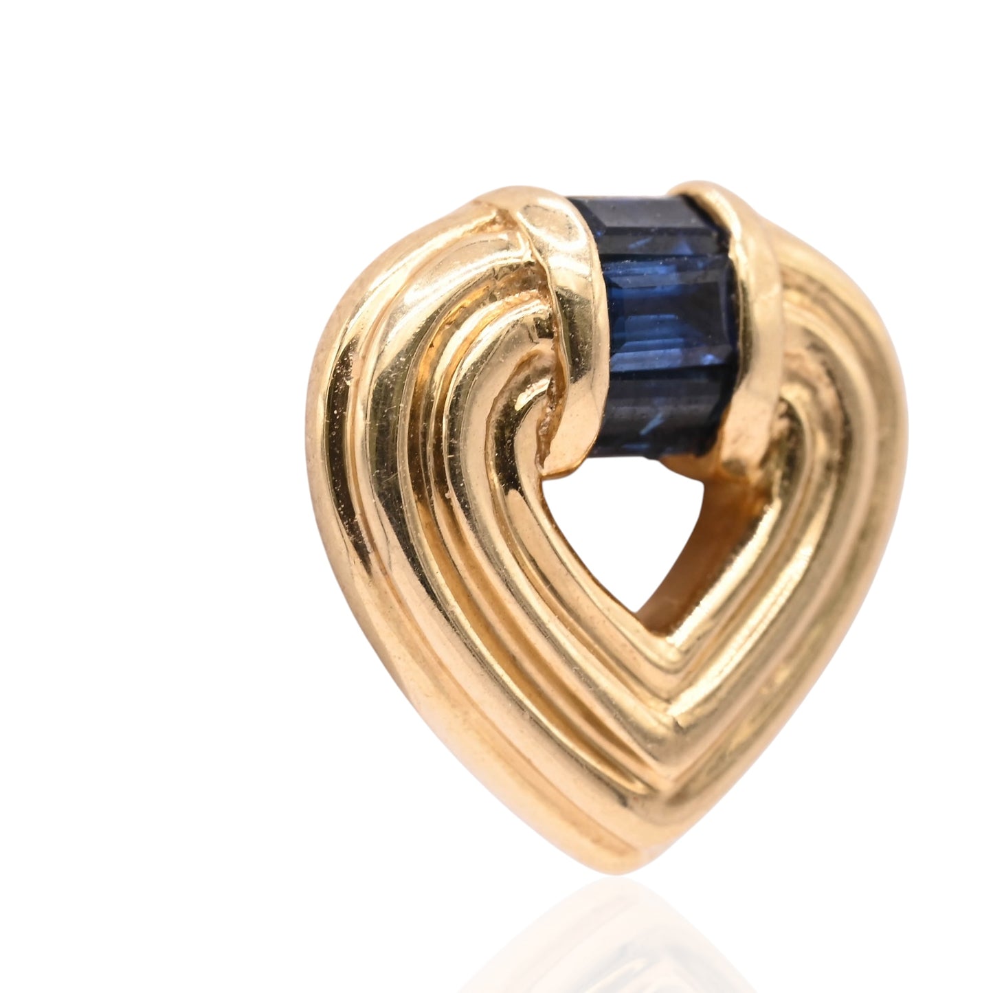 Sapphire-Embellished Heart Earrings 18K Yellow Gold 0.60cttw