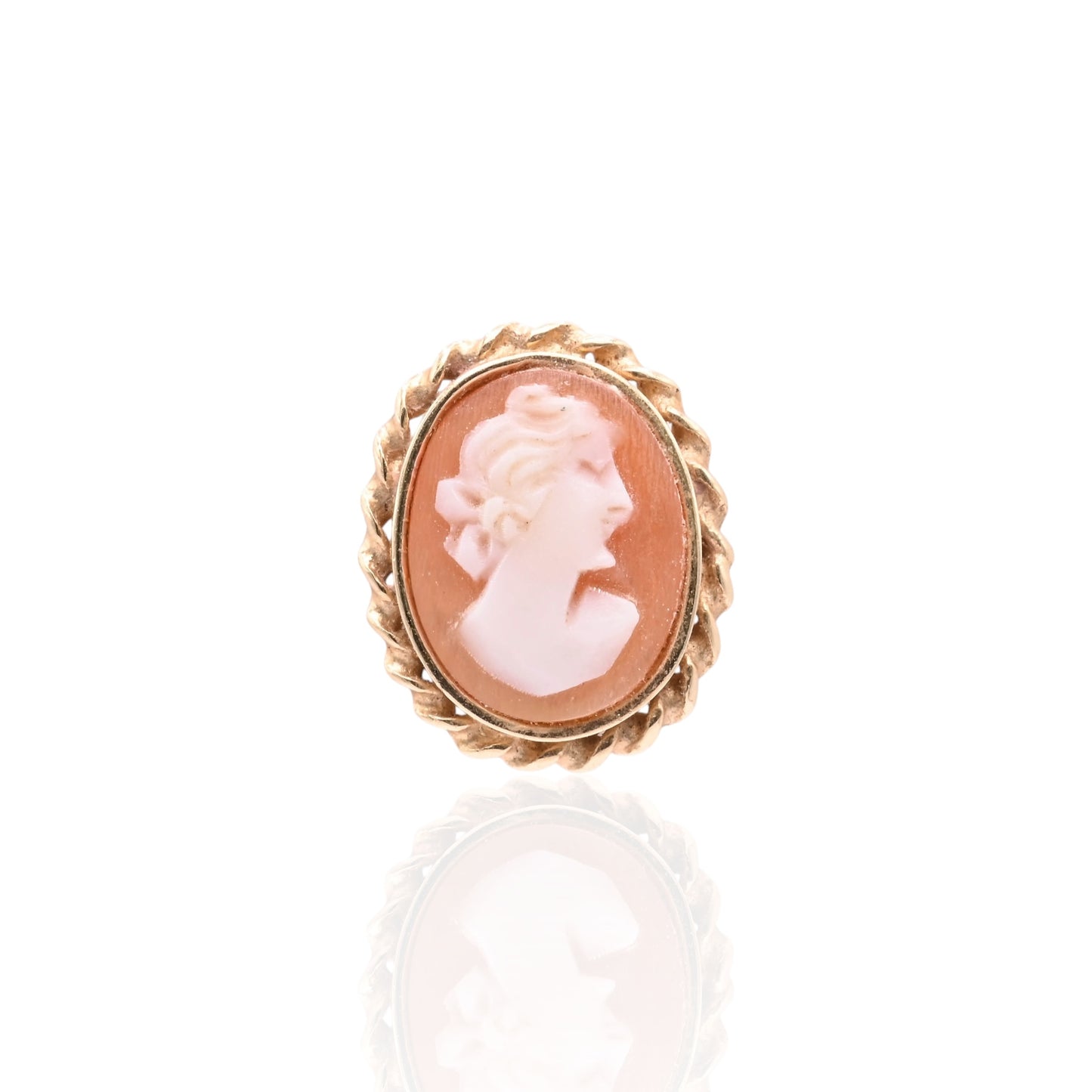 Oval Victorian Lady Cameo Pin Stud Earrings 14K Yellow Gold