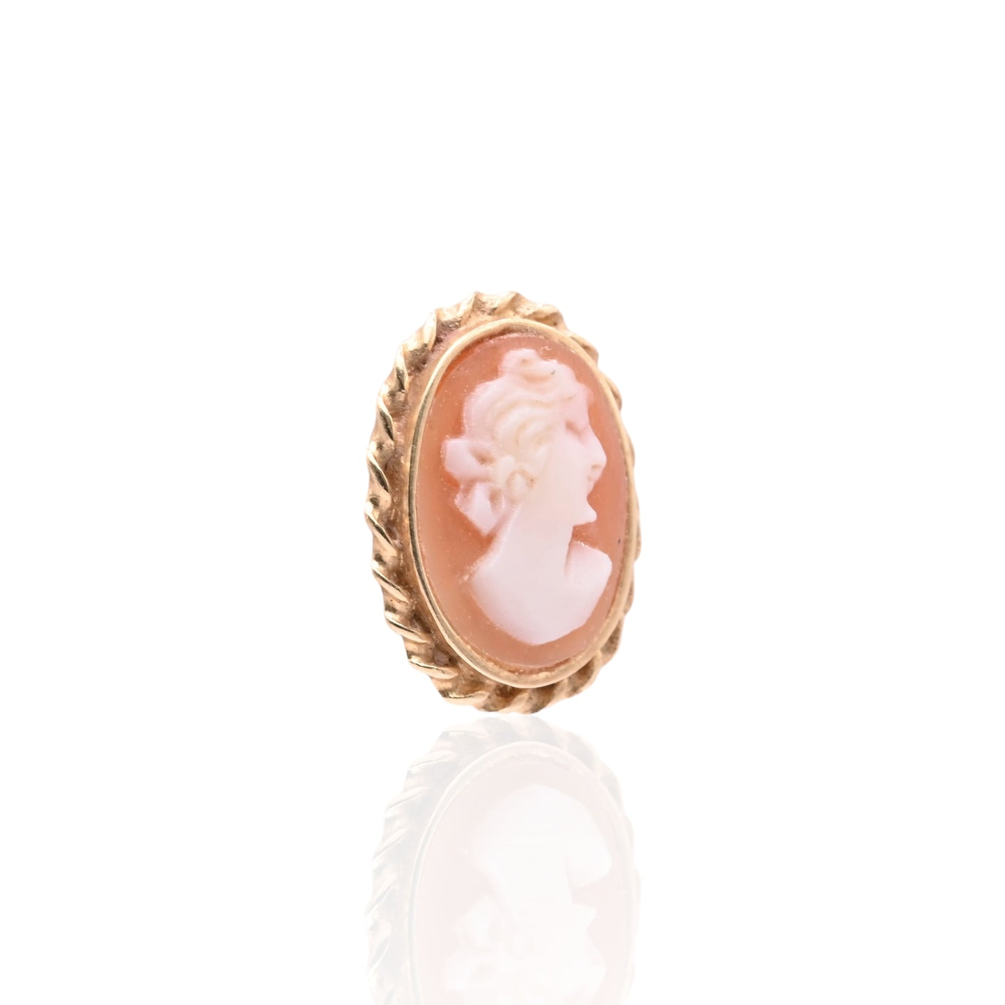 Oval Victorian Lady Cameo Pin Stud Earrings 14K Yellow Gold