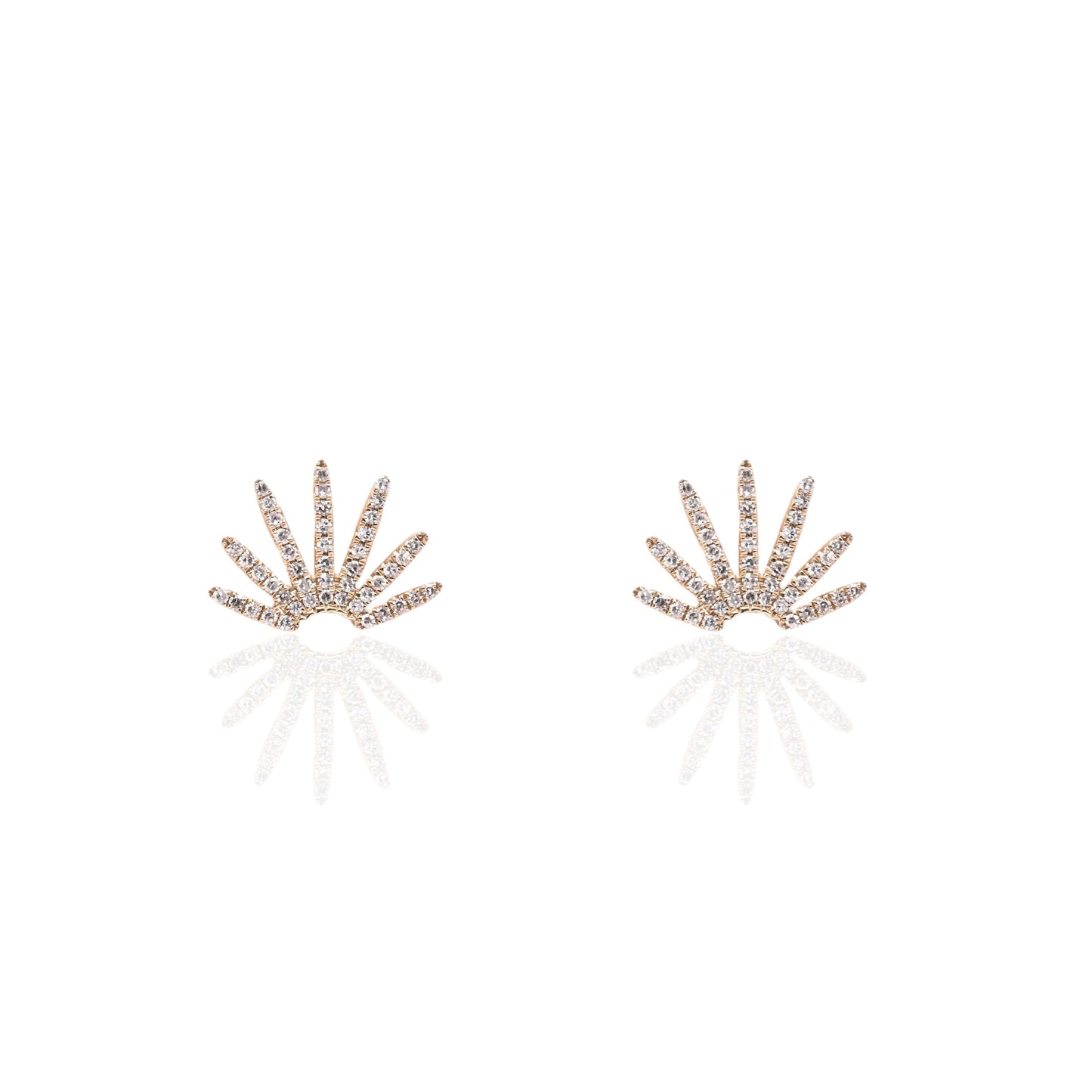 Diamond Sunray Earrings 14K Yellow Gold 0.22cttw