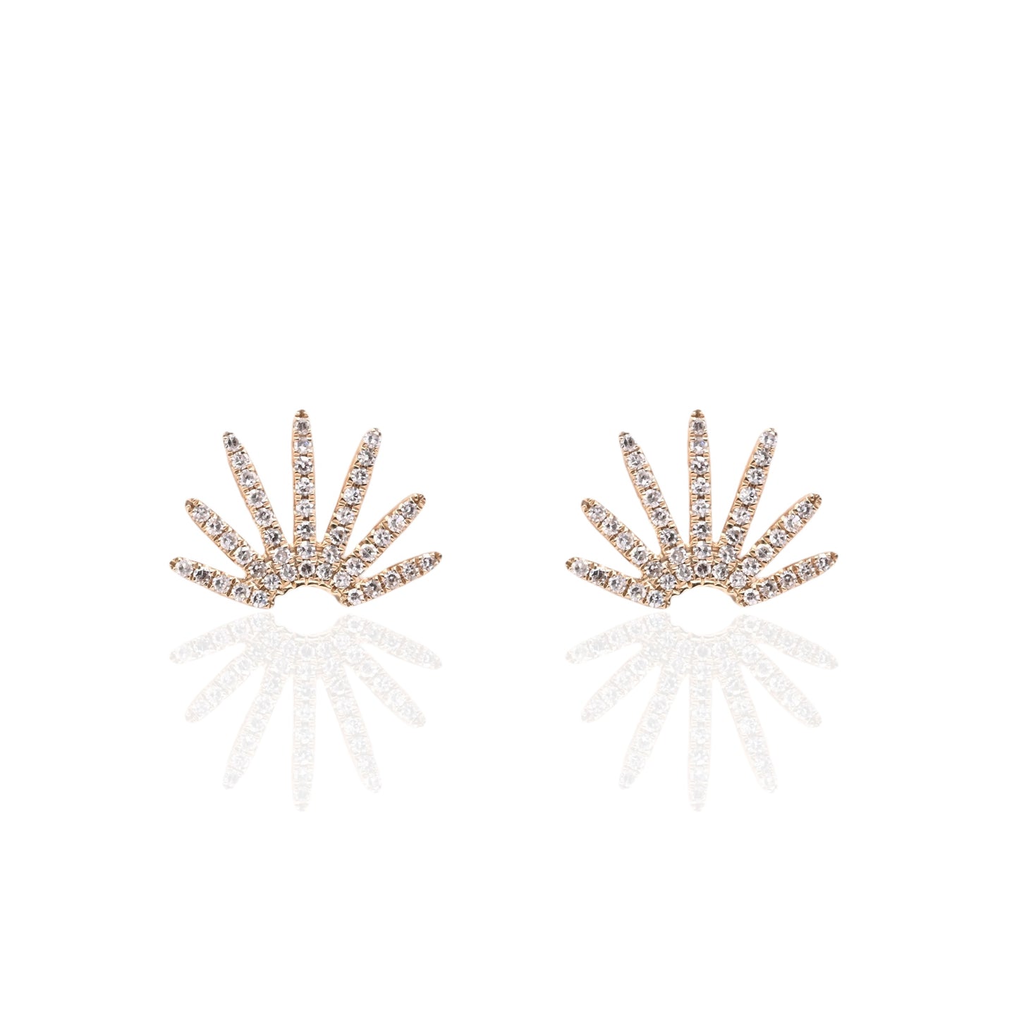 Diamond Sunray Earrings 14K Yellow Gold 0.22cttw