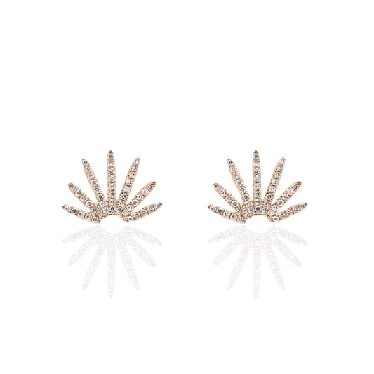Diamond Sunray Earrings 14K Yellow Gold 0.22cttw