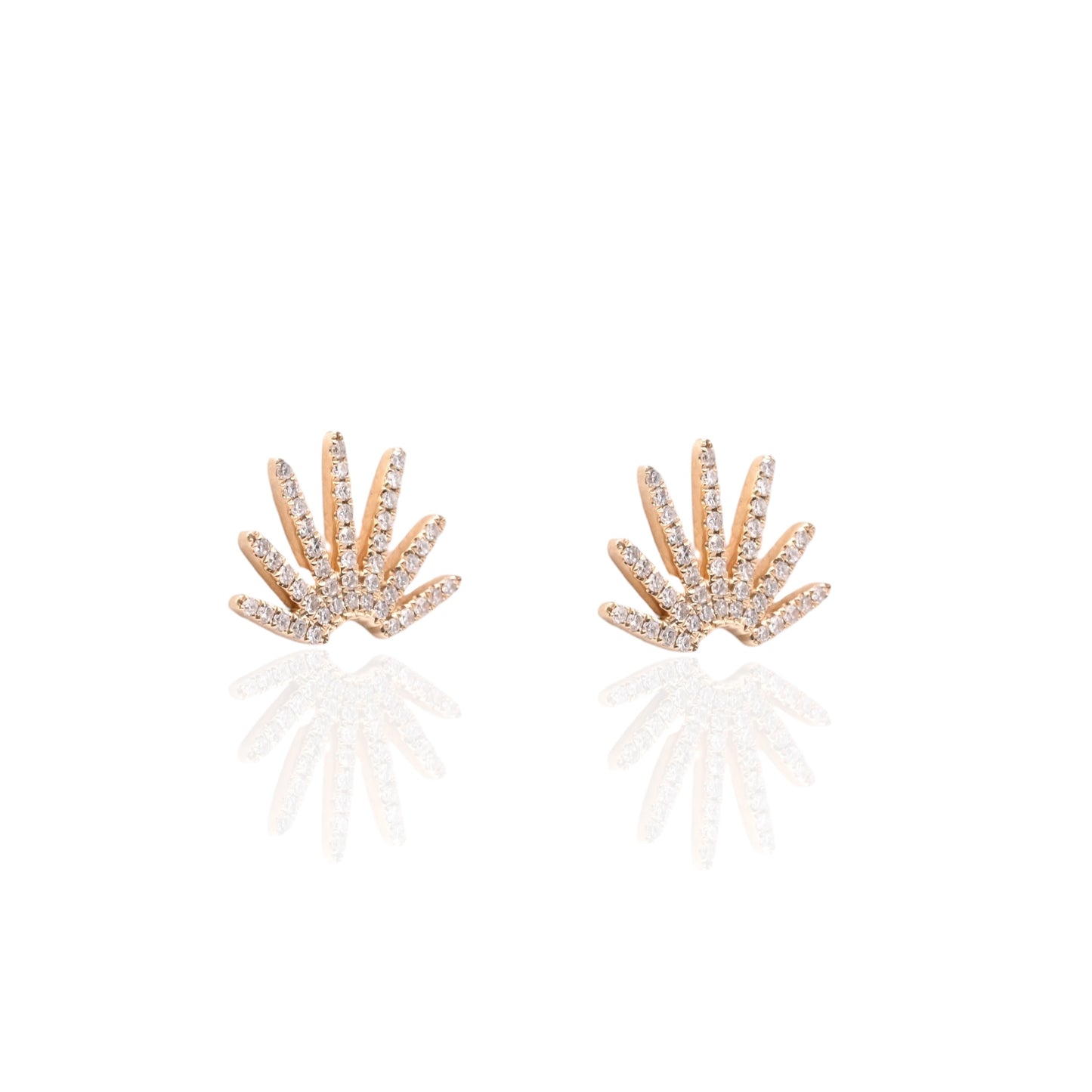 Diamond Sunray Earrings 14K Yellow Gold 0.22cttw