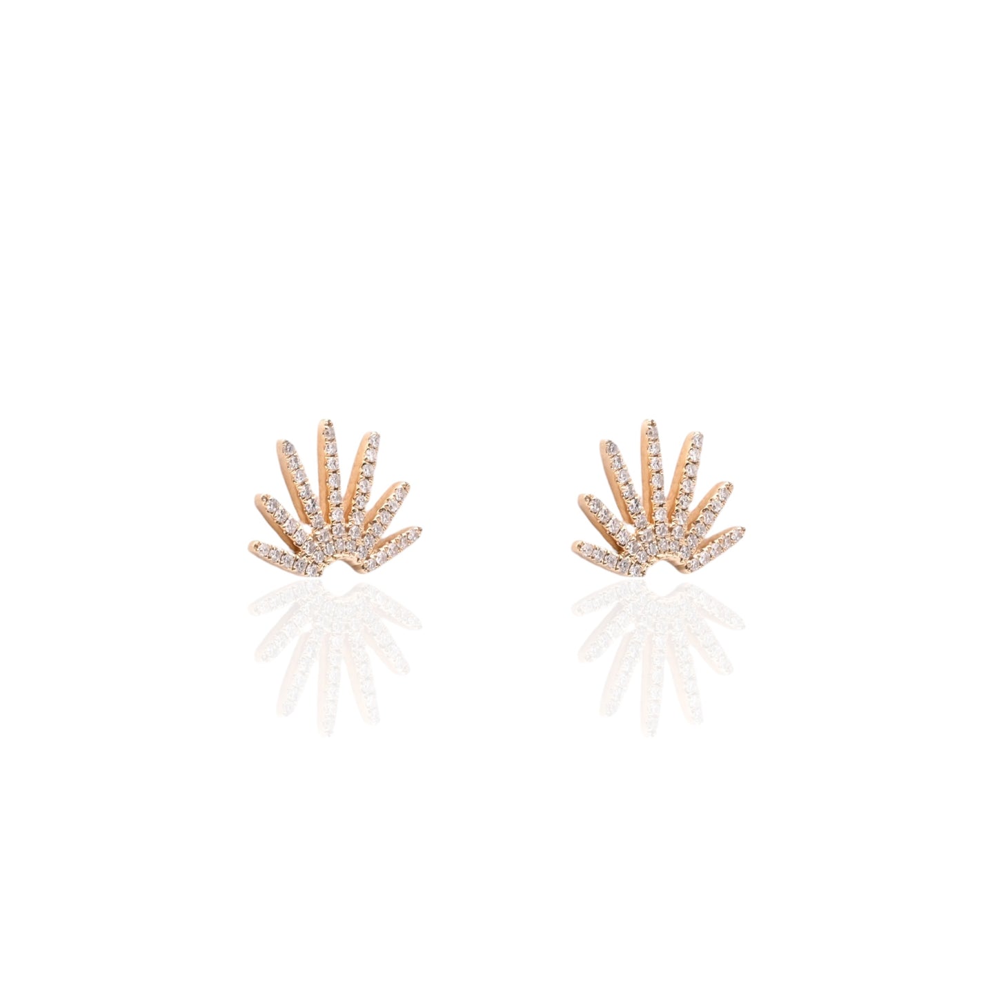 Diamond Sunray Earrings 14K Yellow Gold 0.22cttw