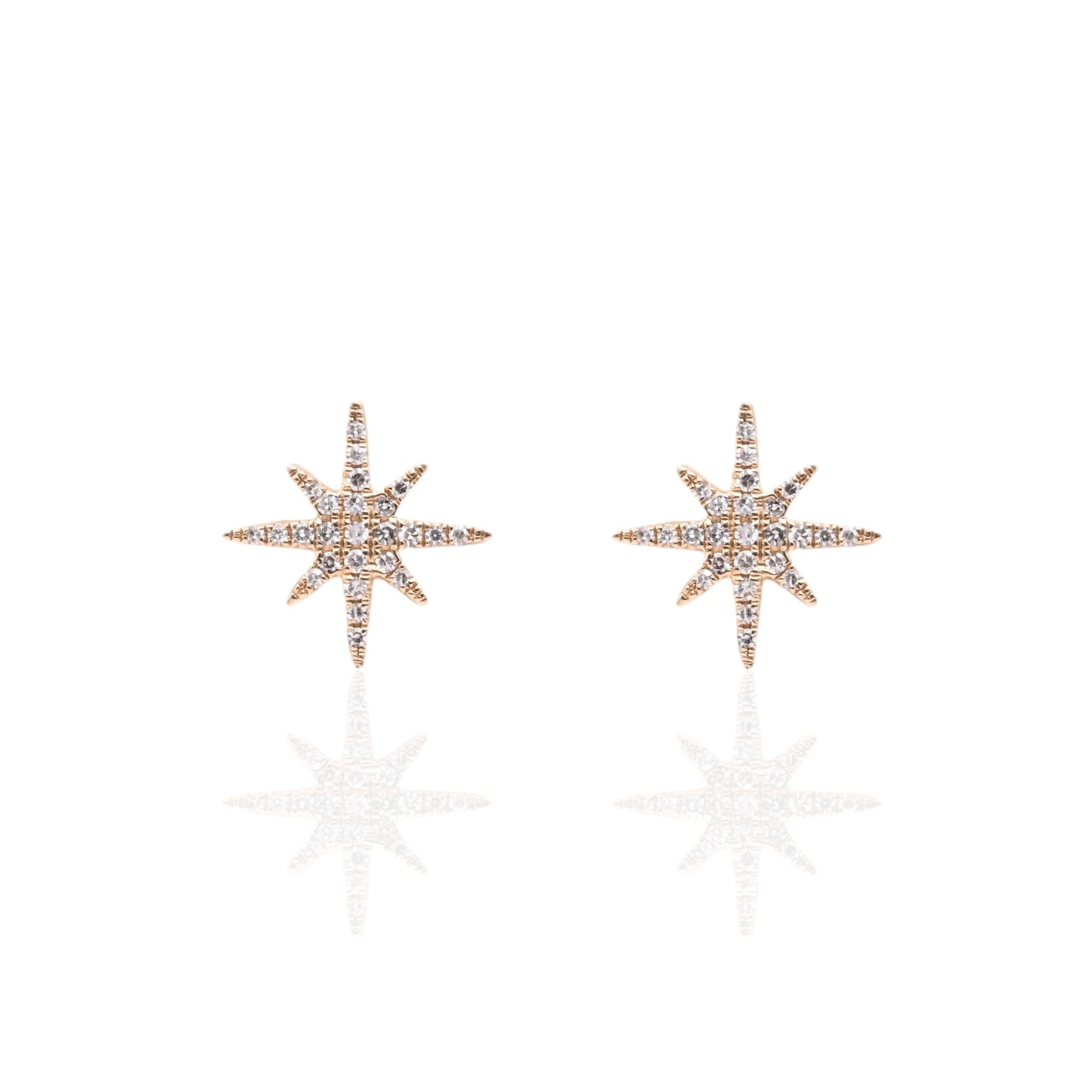 Diamond Starburst Earrings 14K Yellow Gold 0.12cttw