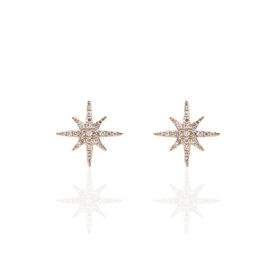 Diamond Starburst Earrings 14K Yellow Gold 0.12cttw