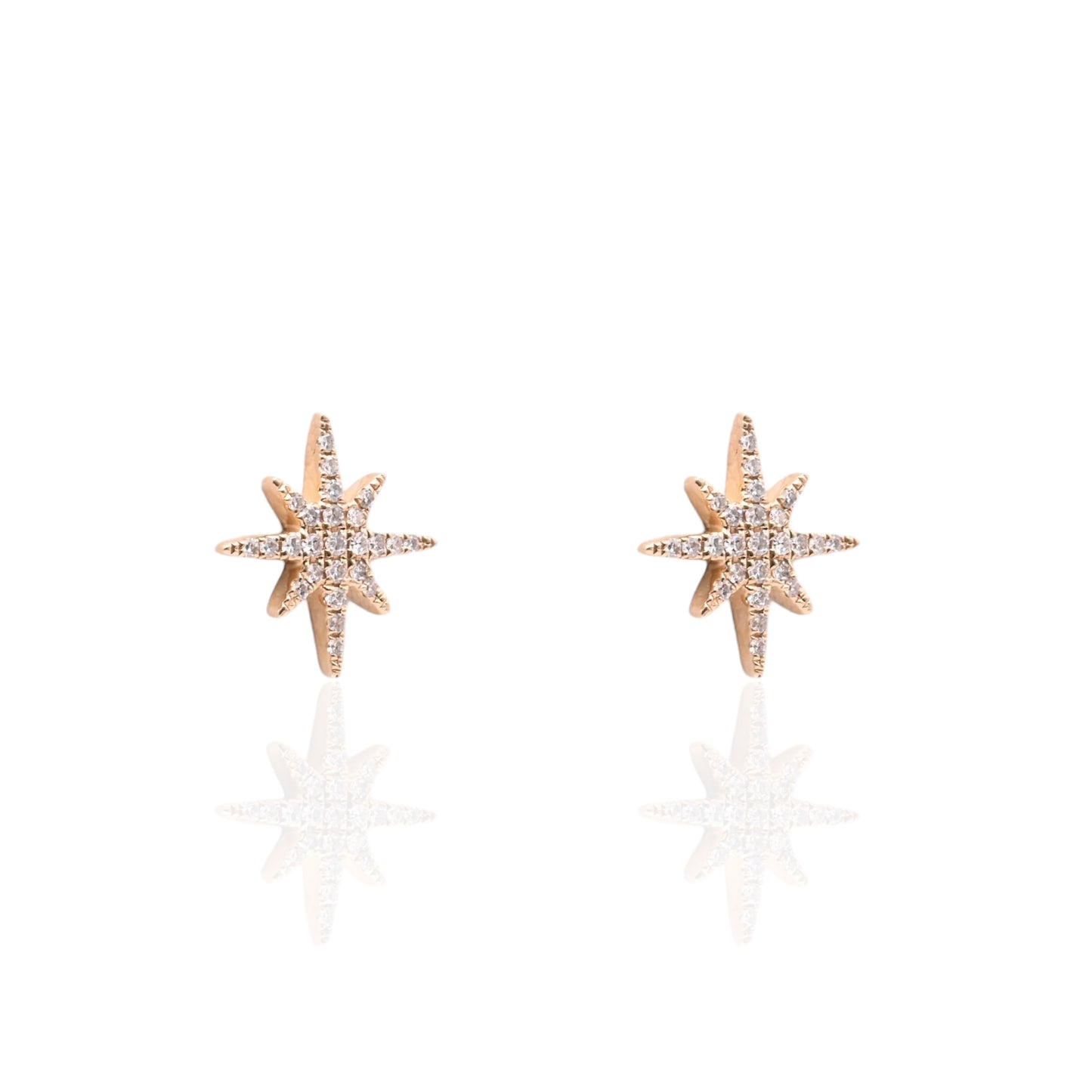 Diamond Starburst Earrings 14K Yellow Gold 0.12cttw