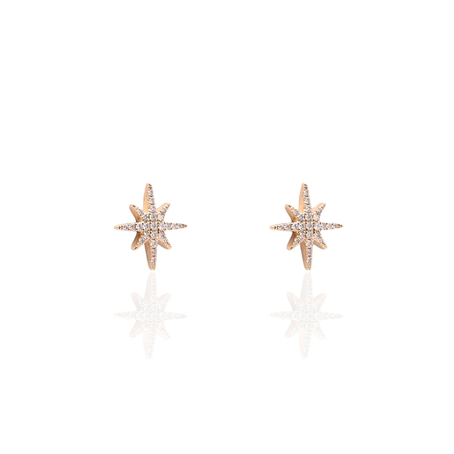 Diamond Starburst Earrings 14K Yellow Gold 0.12cttw