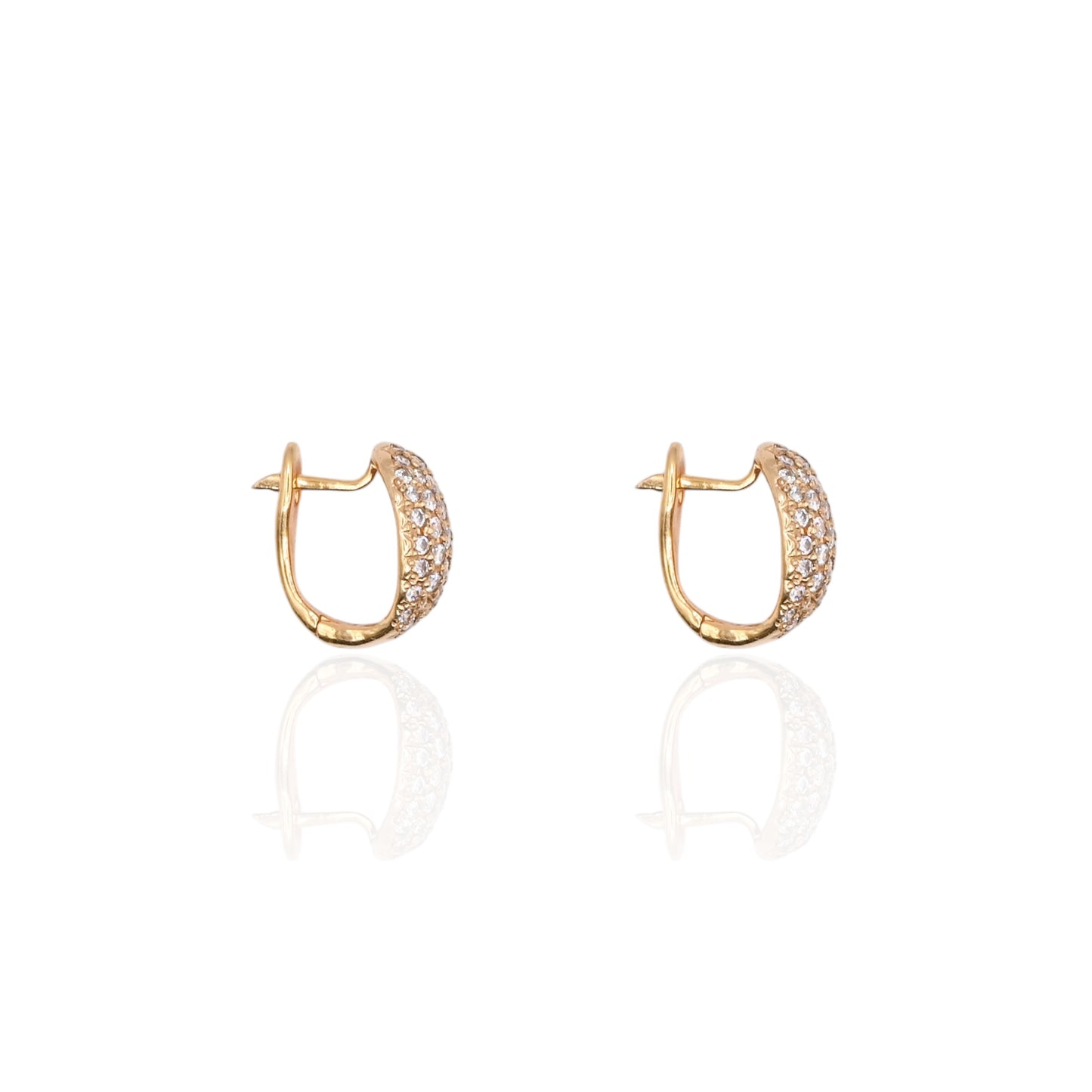 Cubic Zirconia Cluster Earrings 14K Yellow Gold