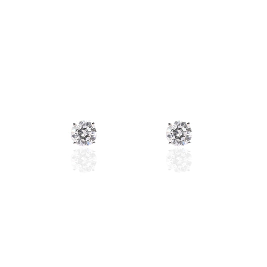 LAB DIAMOND 5mm Stud Earrings 14K White Gold with Screwbacks 1.00cttw
