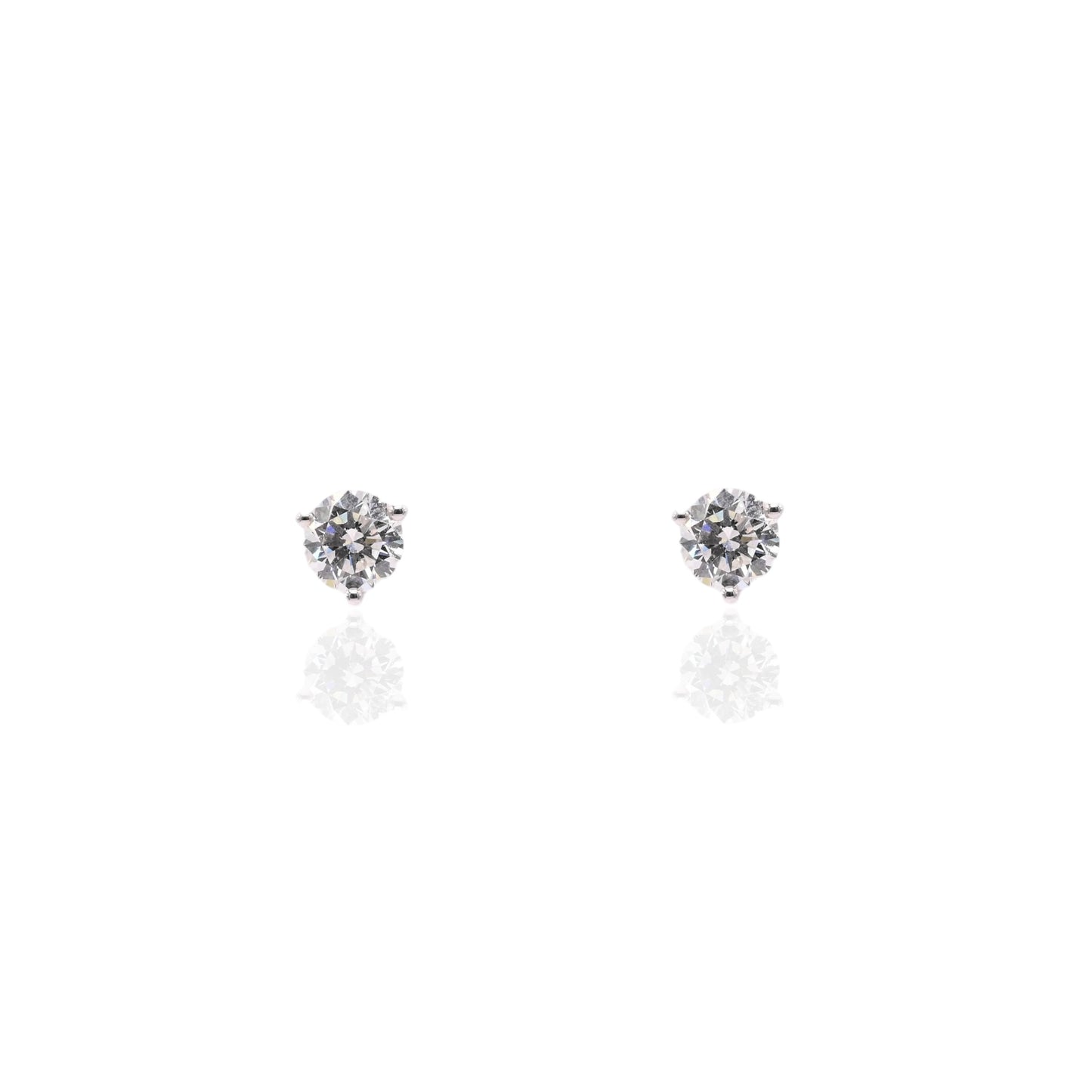 LAB DIAMOND 7mm Three-Prong Set Stud Earrings 14K White Gold with Screwbacks 2.50cttw