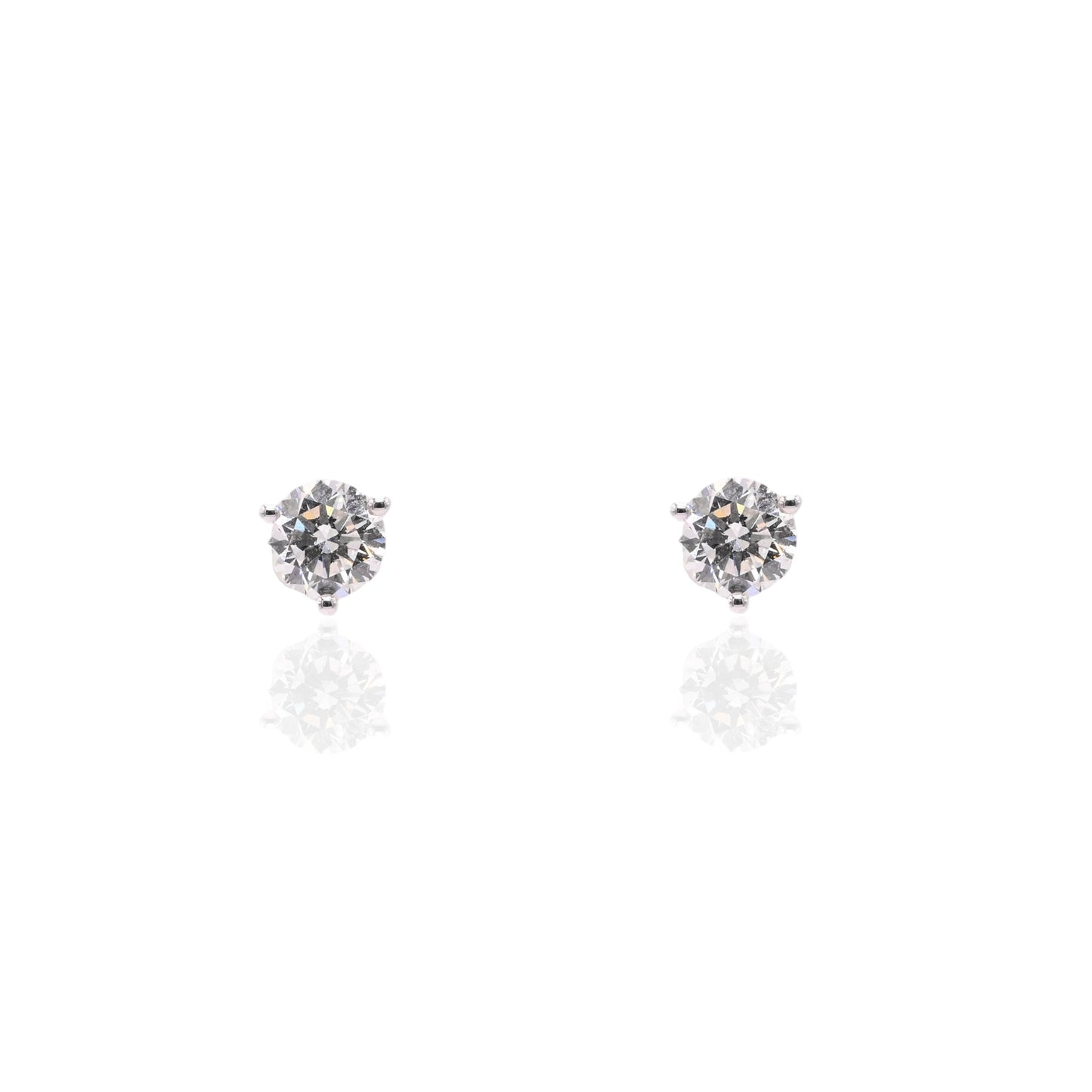 LAB DIAMOND 7mm Three-Prong Set Stud Earrings 14K White Gold with Screwbacks 2.50cttw