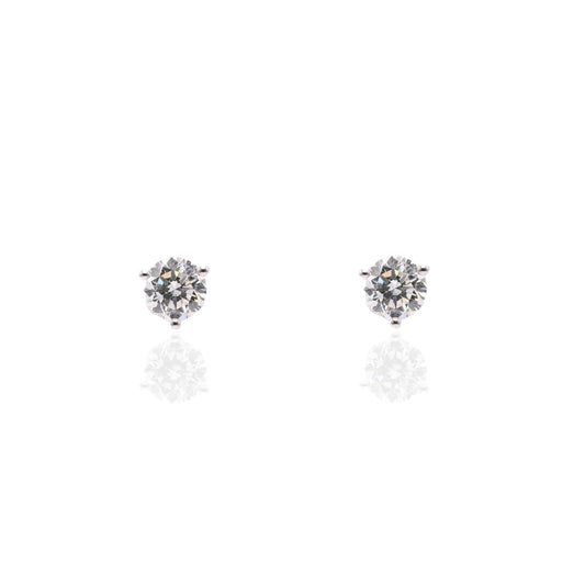 LAB DIAMOND 7mm Three-Prong Set Stud Earrings 14K White Gold with Screwbacks 2.50cttw