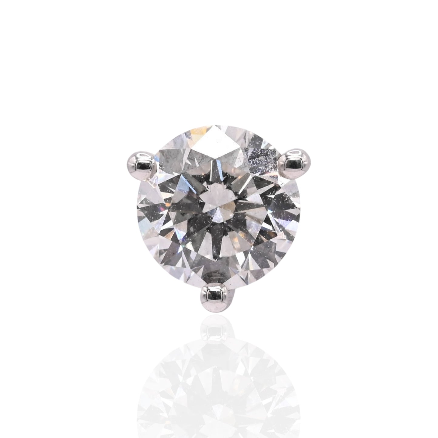 LAB DIAMOND 7mm Three-Prong Set Stud Earrings 14K White Gold with Screwbacks 2.50cttw