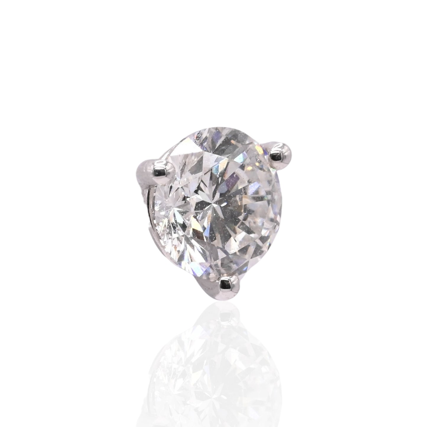 LAB DIAMOND 7mm Three-Prong Set Stud Earrings 14K White Gold with Screwbacks 2.50cttw