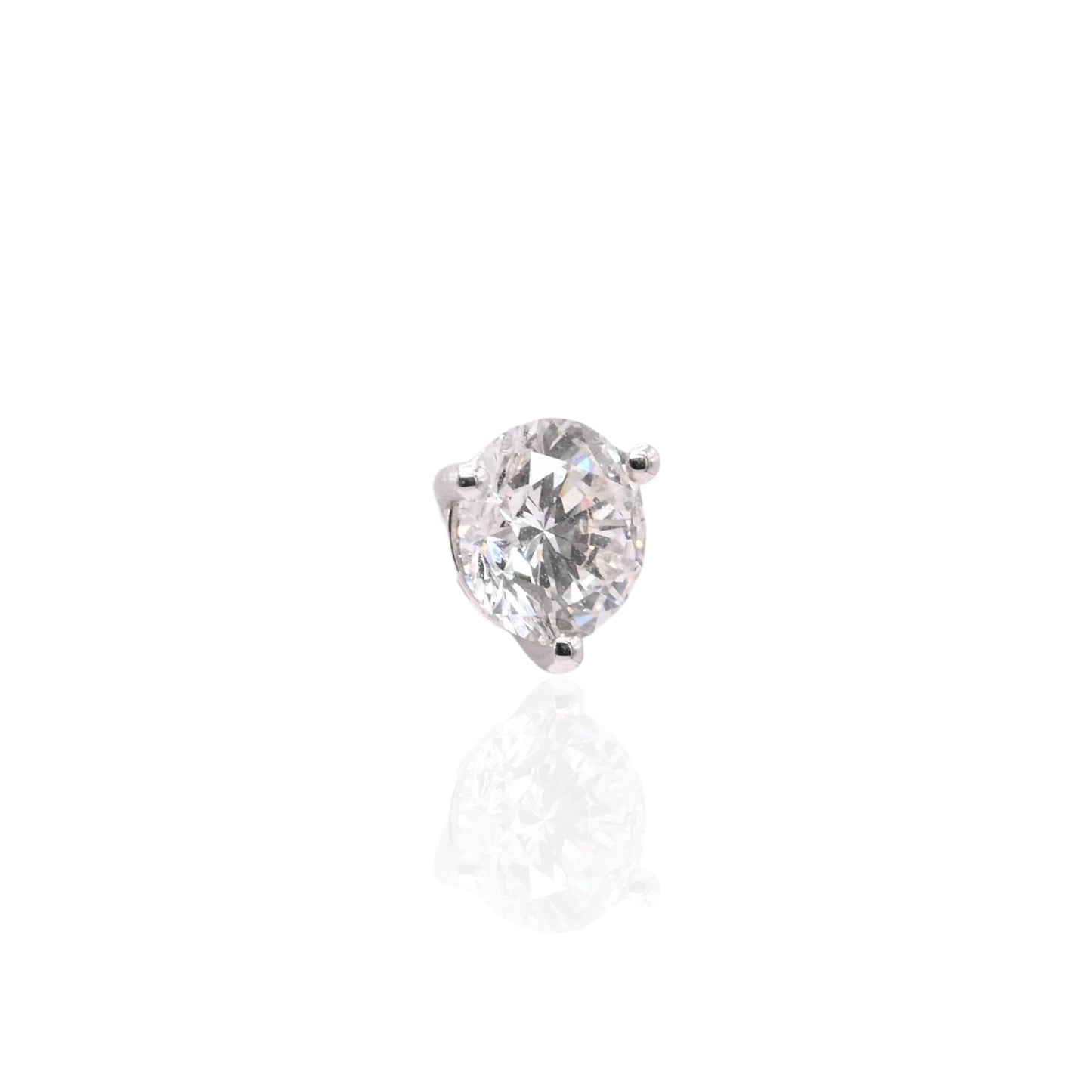 LAB DIAMOND 7mm Three-Prong Set Stud Earrings 14K White Gold with Screwbacks 2.50cttw