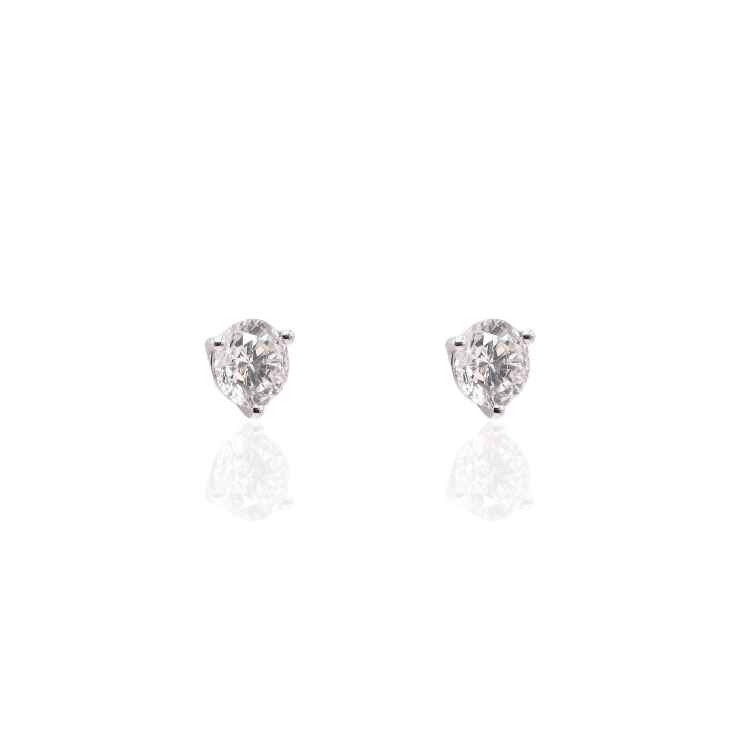 LAB DIAMOND 7mm Three-Prong Set Stud Earrings 14K White Gold with Screwbacks 2.50cttw