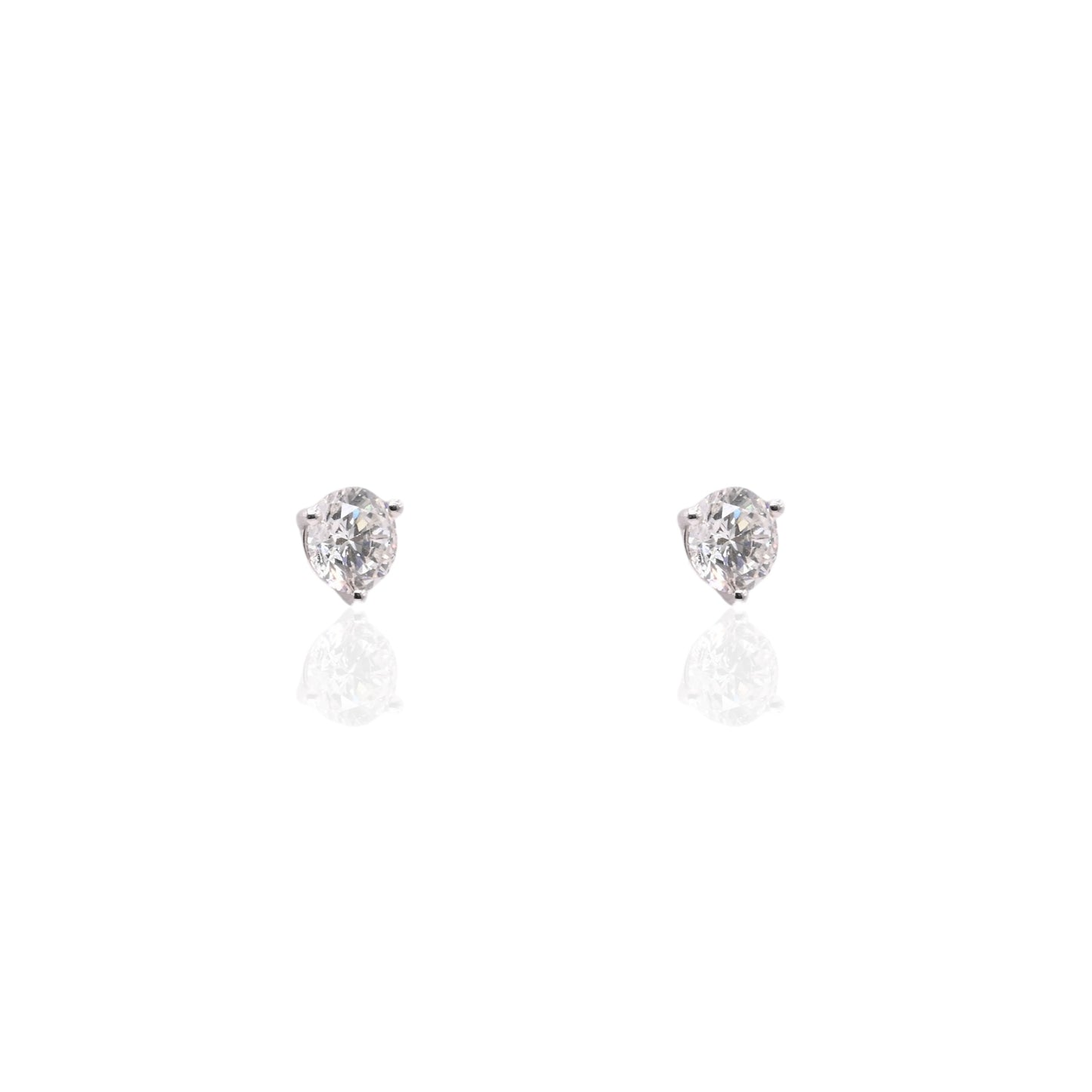LAB DIAMOND 7mm Three-Prong Set Stud Earrings 14K White Gold with Screwbacks 2.50cttw