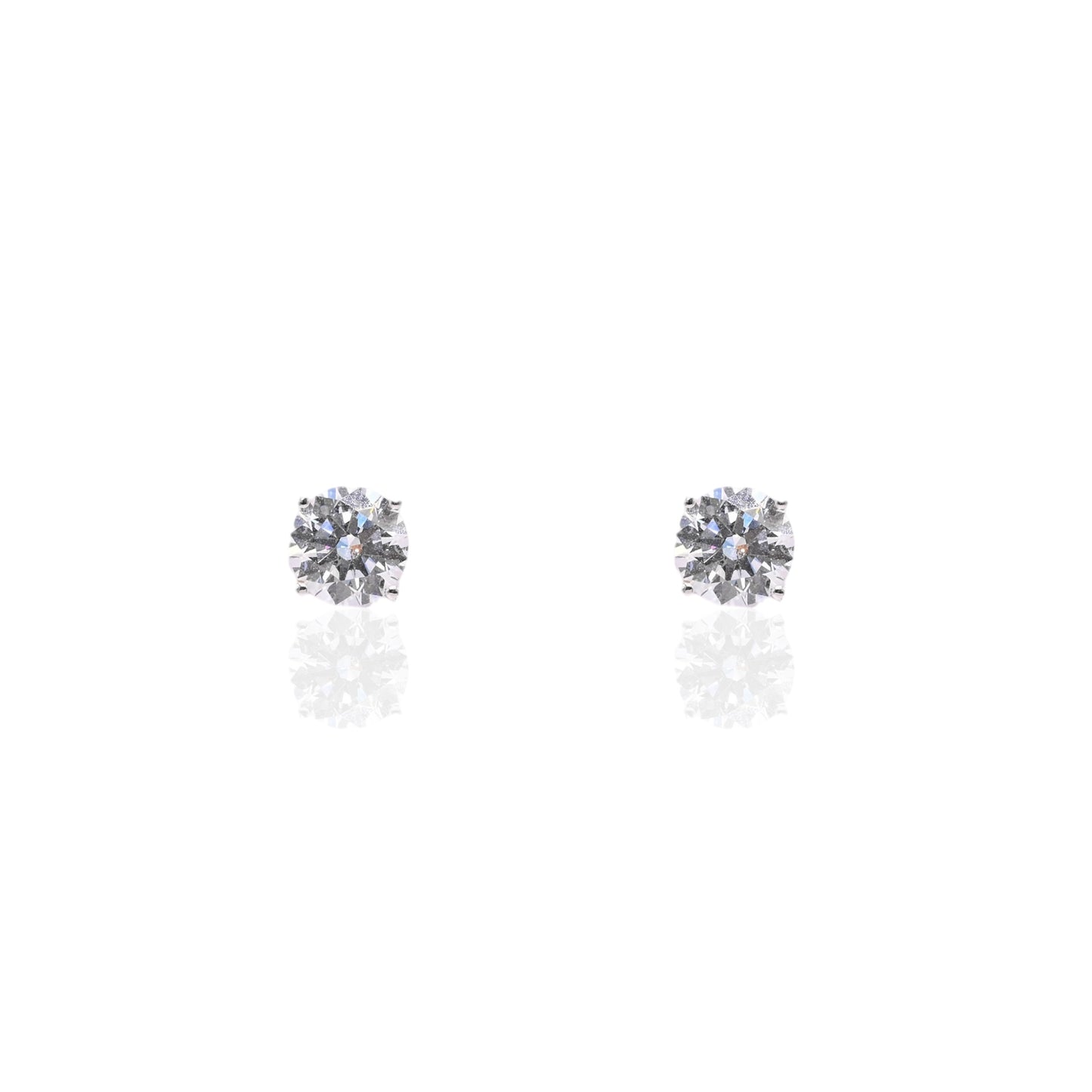 LAB DIAMOND 8mm Stud Earrings 14K White Gold with Screwbacks 3.06cttw