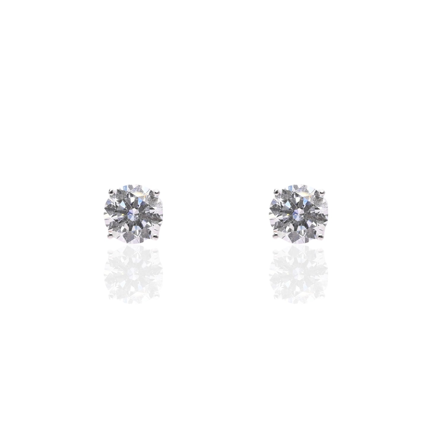 LAB DIAMOND 8mm Stud Earrings 14K White Gold with Screwbacks 3.06cttw