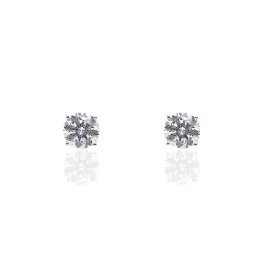 LAB DIAMOND 8mm Stud Earrings 14K White Gold with Screwbacks 3.06cttw