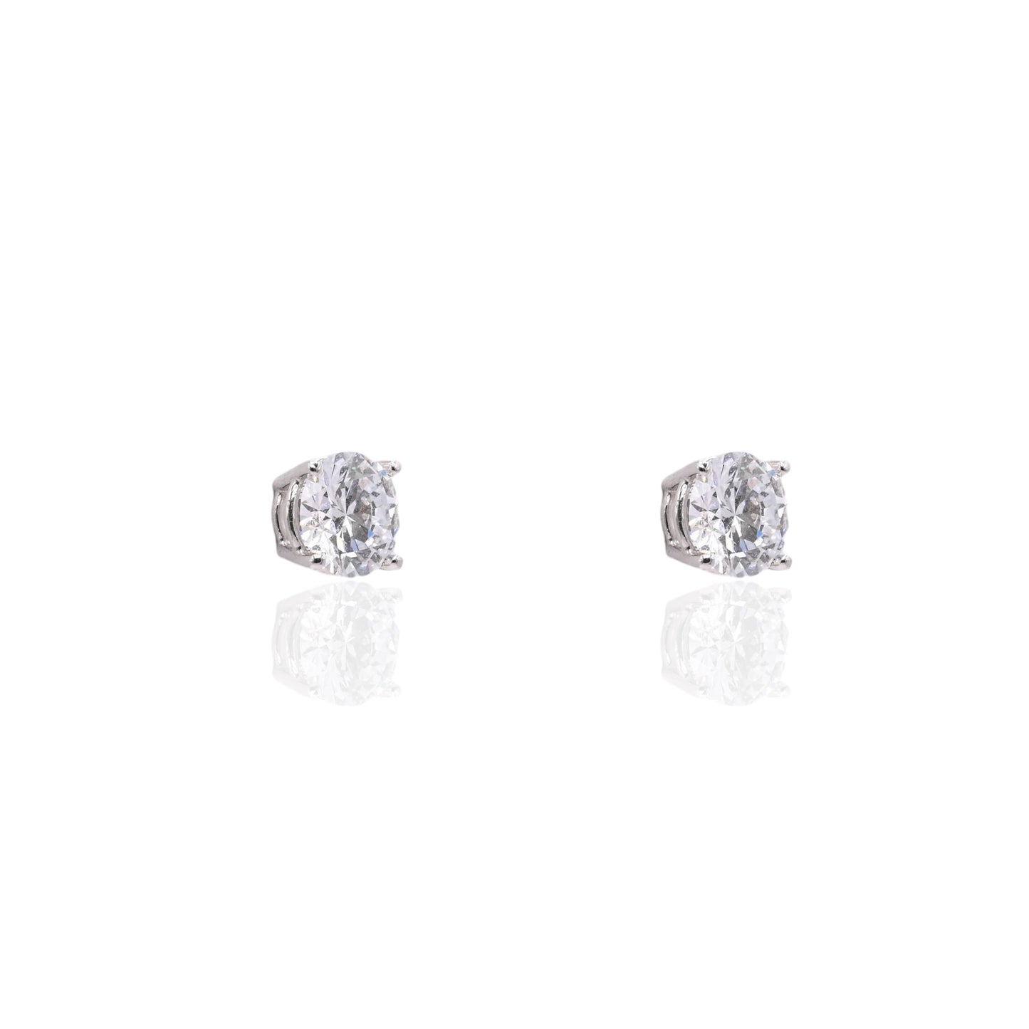 LAB DIAMOND 8mm Stud Earrings 14K White Gold with Screwbacks 3.06cttw