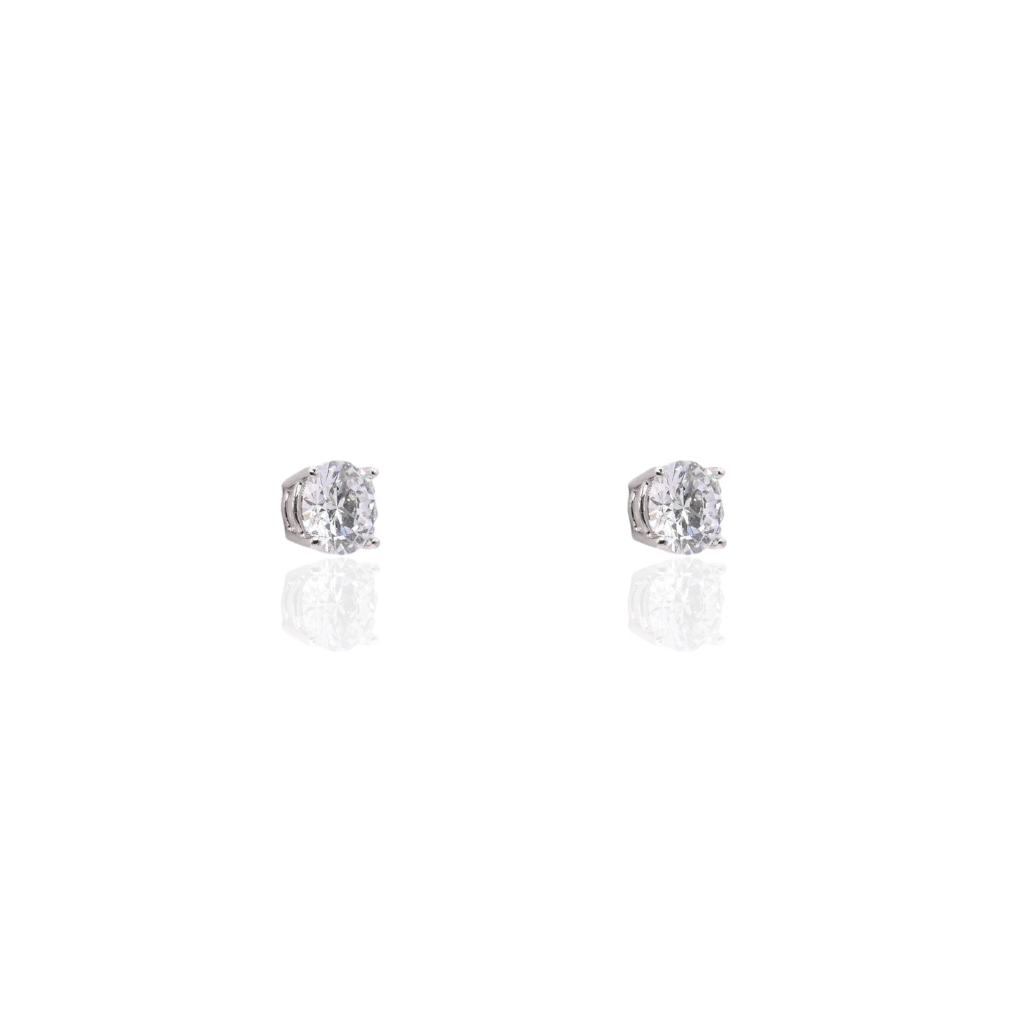 LAB DIAMOND 8mm Stud Earrings 14K White Gold with Screwbacks 3.06cttw