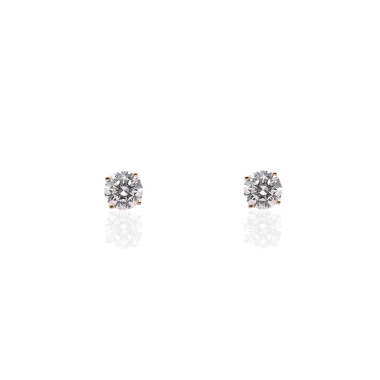 LAB DIAMOND 4.5mm Stud Earrings 14K Yellow Gold with Screwbacks 0.75cttw