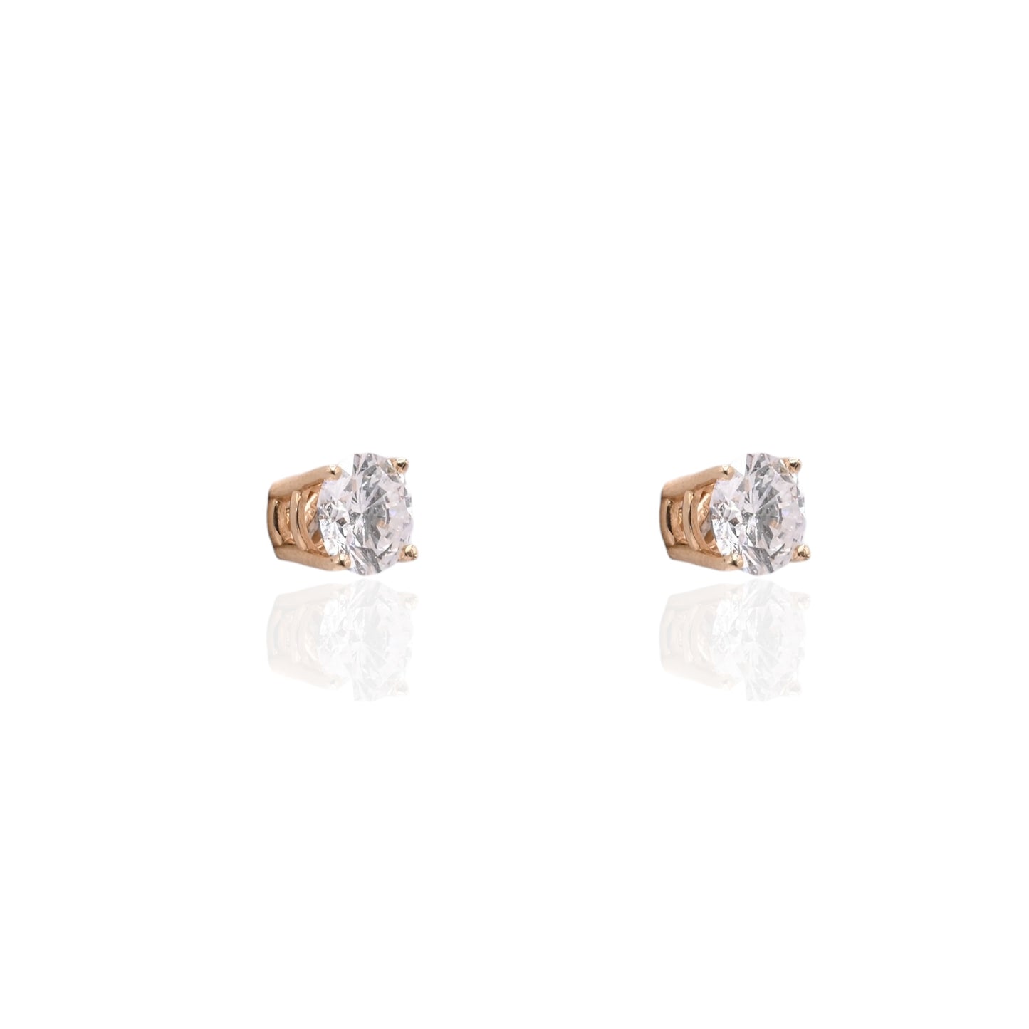 LAB DIAMOND 4.5mm Stud Earrings 14K Yellow Gold with Screwbacks 0.75cttw