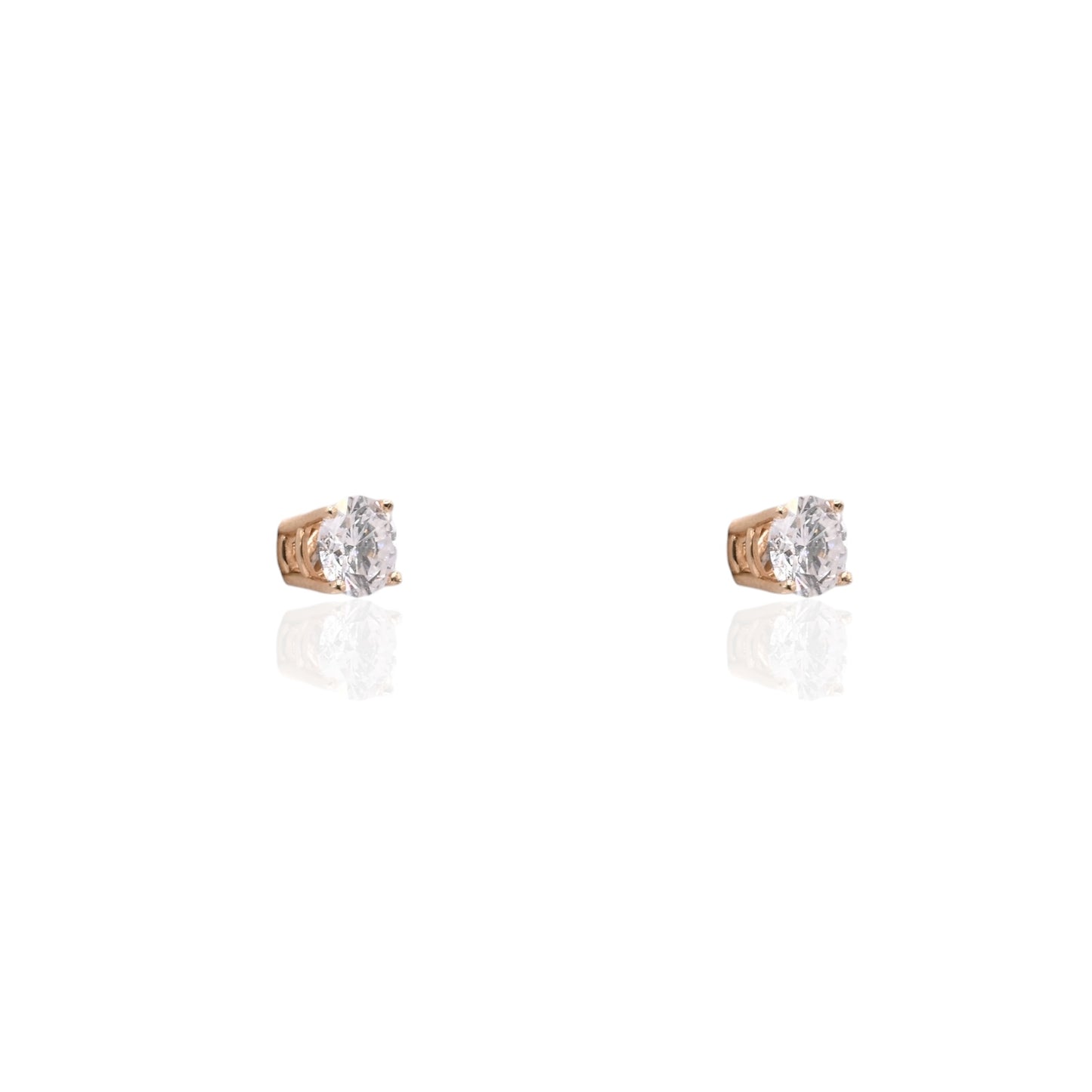LAB DIAMOND 4.5mm Stud Earrings 14K Yellow Gold with Screwbacks 0.75cttw