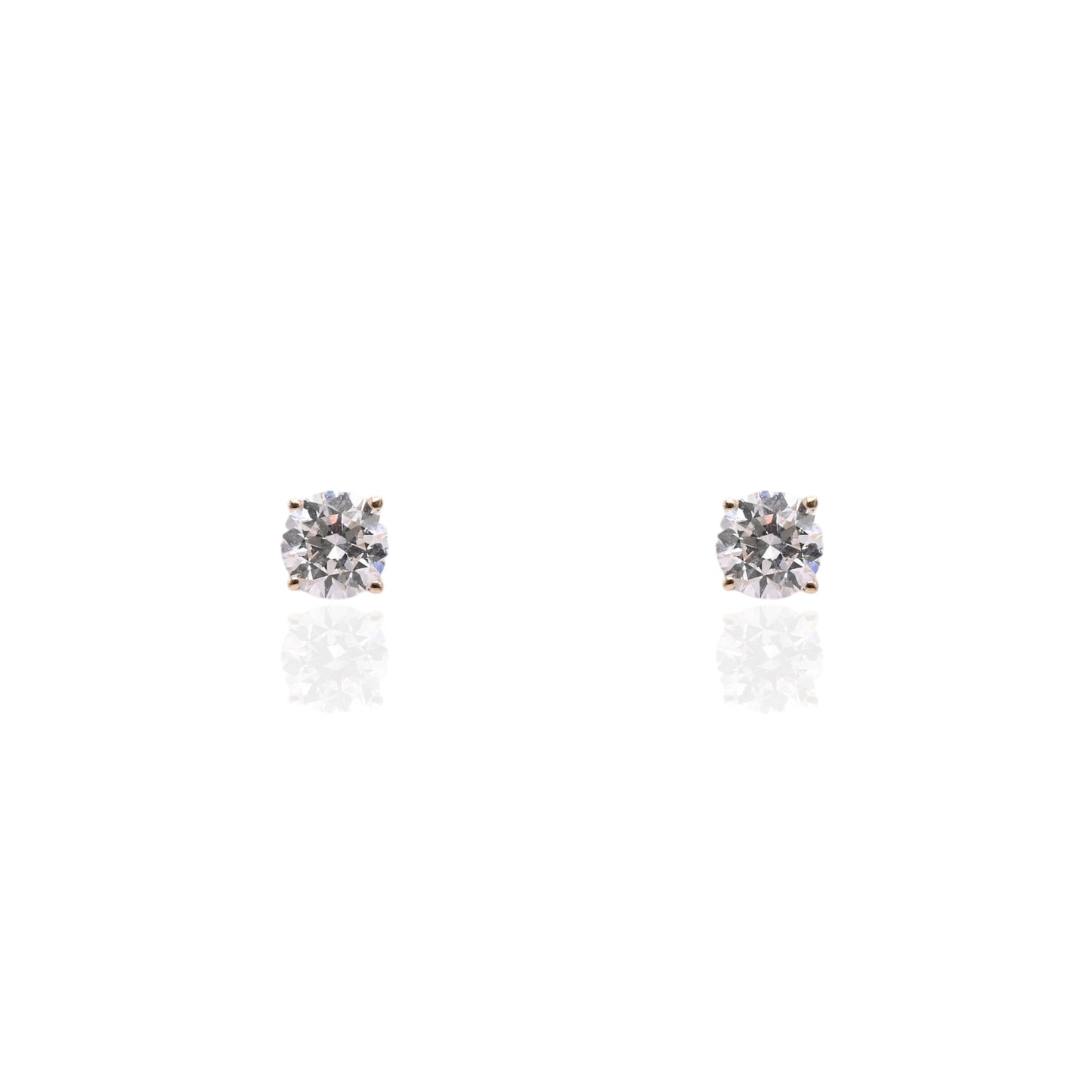 LAB DIAMOND 5mm Stud Earrings 14K Yellow Gold with Screwbacks 1.00cttw