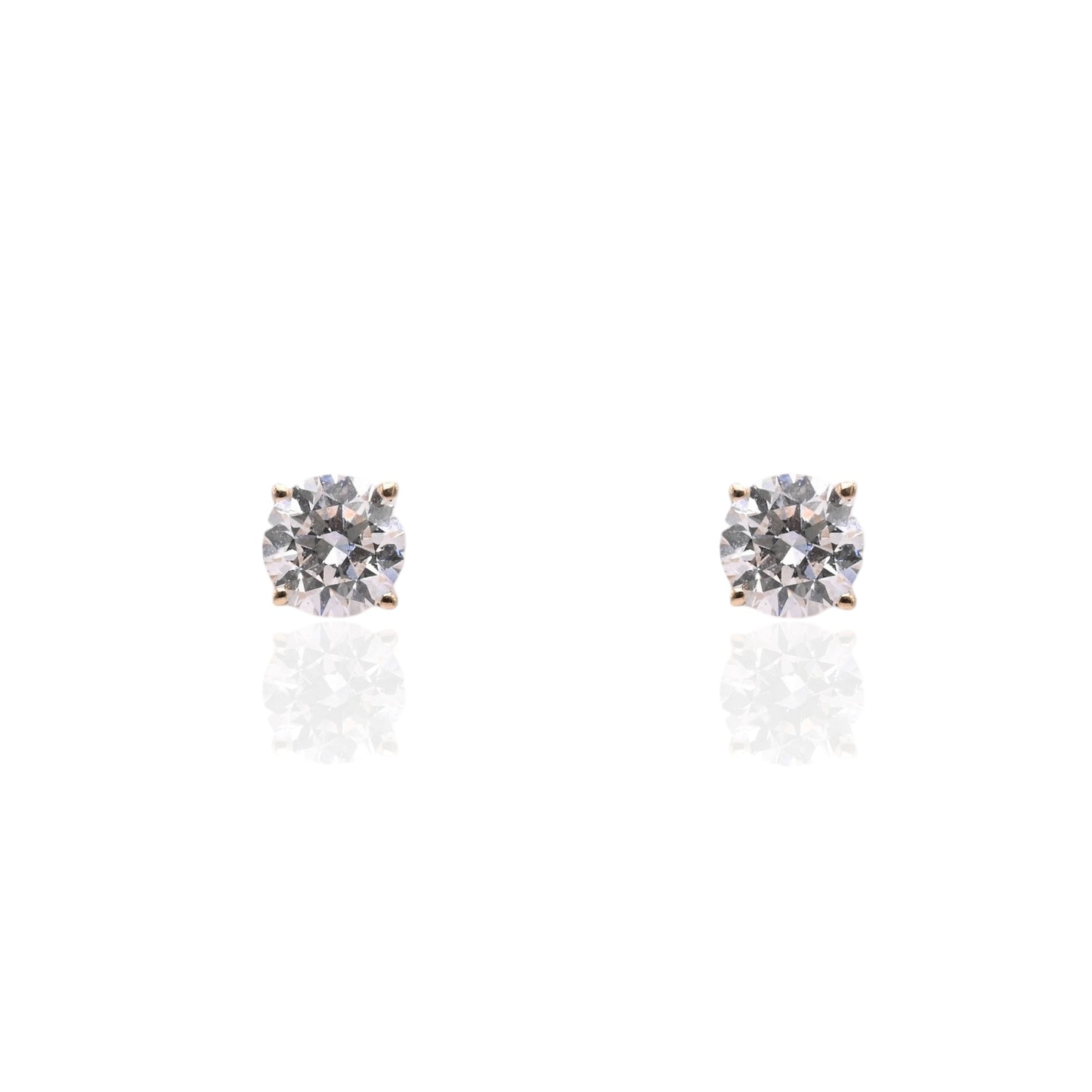 LAB DIAMOND 5mm Stud Earrings 14K Yellow Gold with Screwbacks 1.00cttw