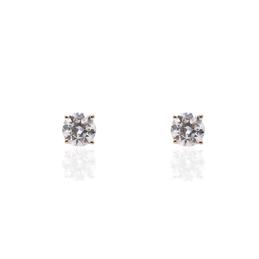 LAB DIAMOND 5mm Stud Earrings 14K Yellow Gold with Screwbacks 1.00cttw