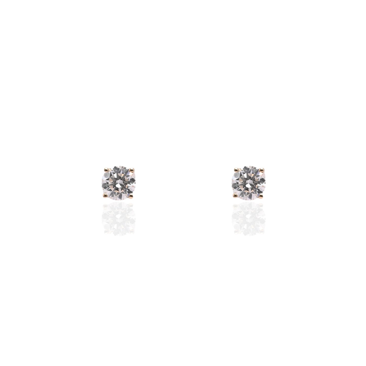 LAB DIAMOND 6mm Stud Earrings 14K Yellow Gold with Screwbacks 1.50cttw