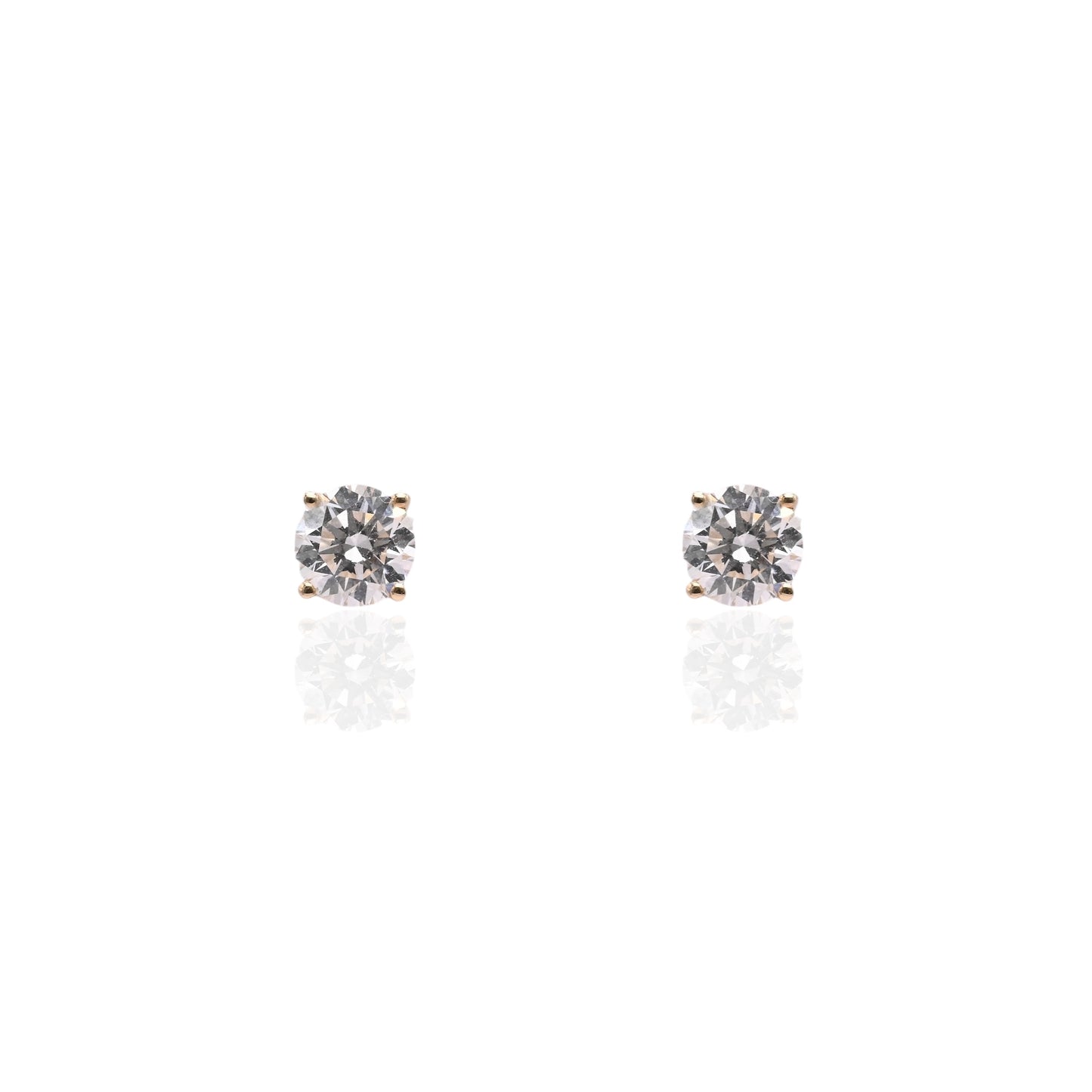 LAB DIAMOND 6mm Stud Earrings 14K Yellow Gold with Screwbacks 1.50cttw