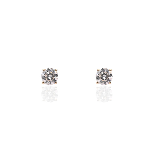 LAB DIAMOND 6mm Stud Earrings 14K Yellow Gold with Screwbacks 1.50cttw