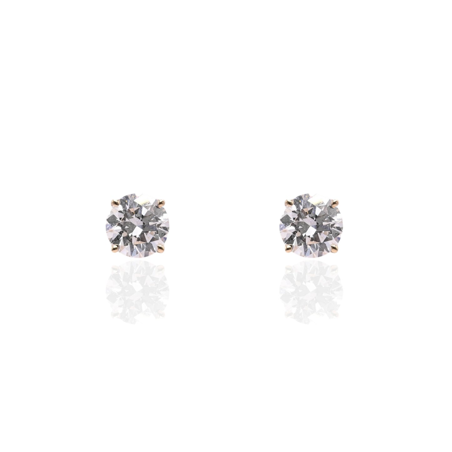 LAB DIAMOND 7mm Stud Earrings 14K Yellow Gold with Screwbacks 2.00cttw