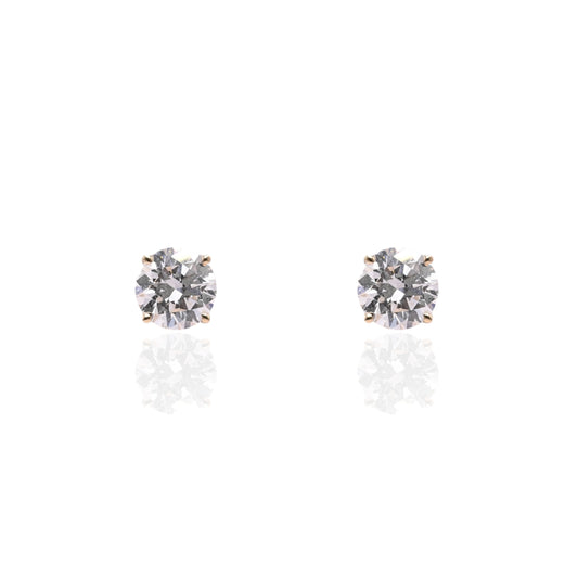 LAB DIAMOND 7mm Stud Earrings 14K Yellow Gold with Screwbacks 2.00cttw