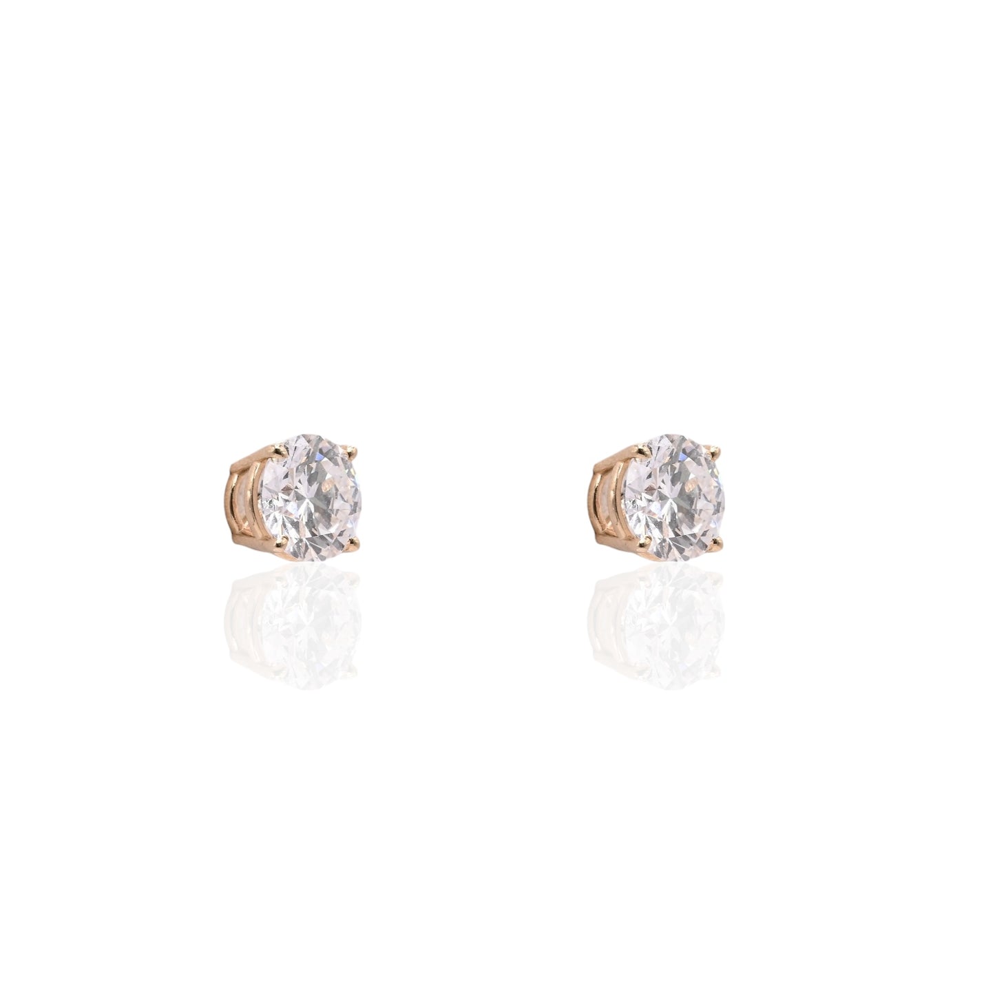 LAB DIAMOND 7mm Stud Earrings 14K Yellow Gold with Screwbacks 2.00cttw