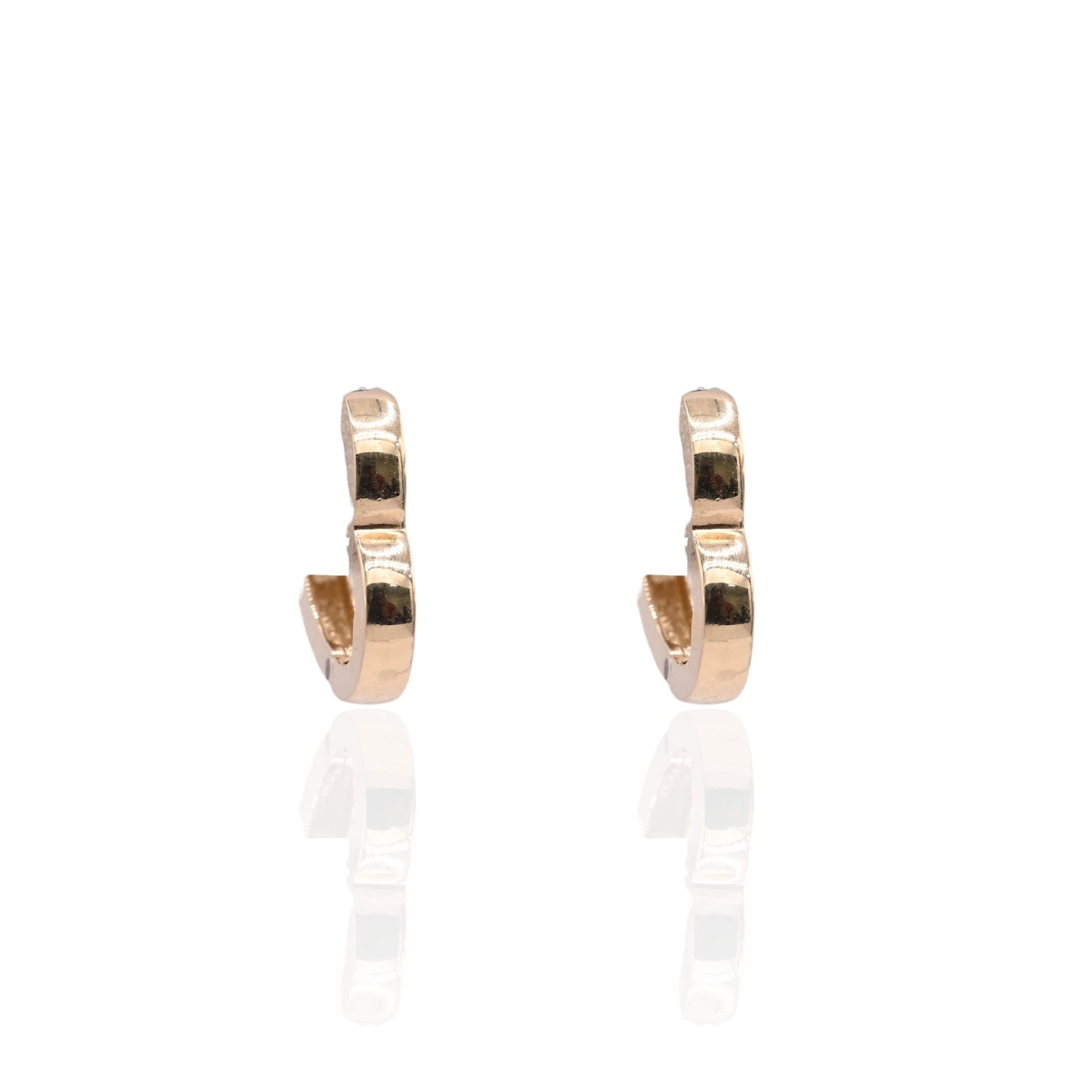 Heart Hoop Earrings 14K Yellow Gold 2.05mm Thick/13.88mm x 13.44mm Diameter
