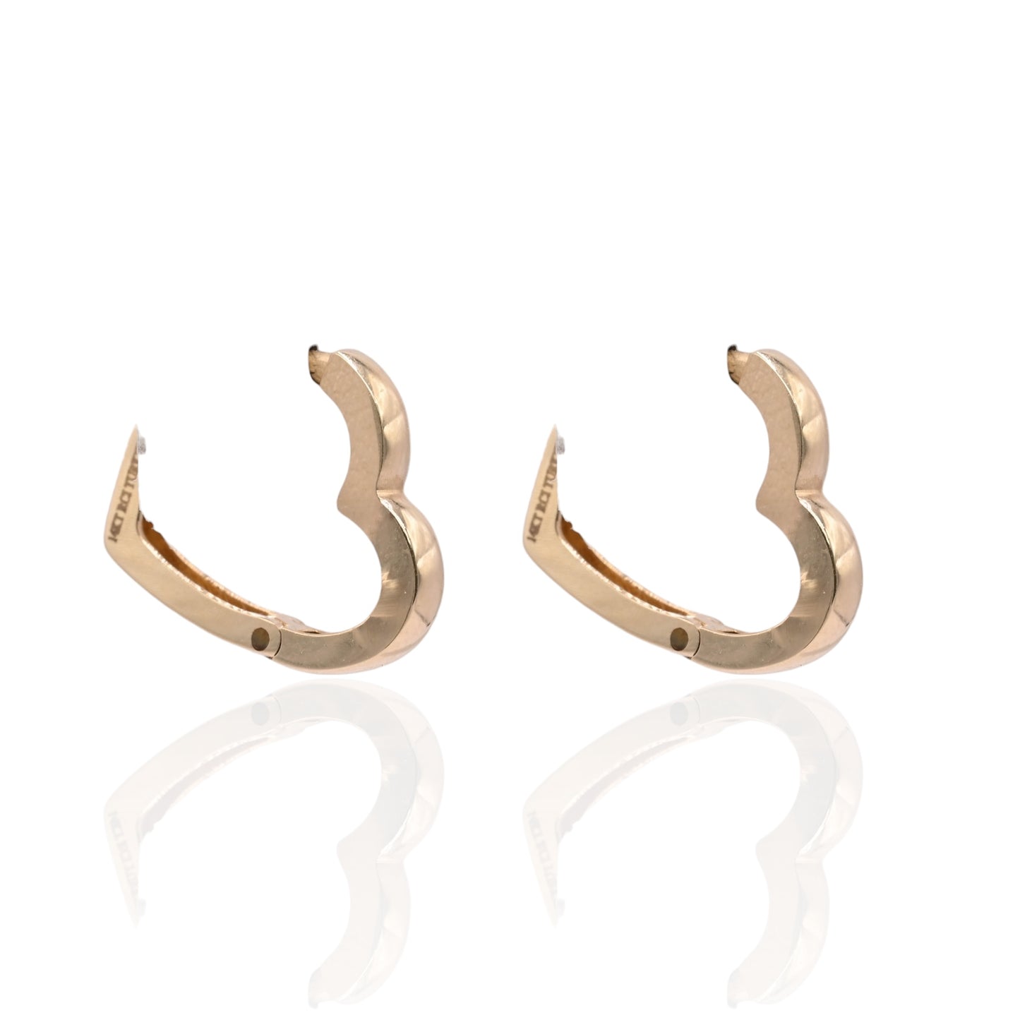 Heart Hoop Earrings 14K Yellow Gold 2.05mm Thick/13.88mm x 13.44mm Diameter