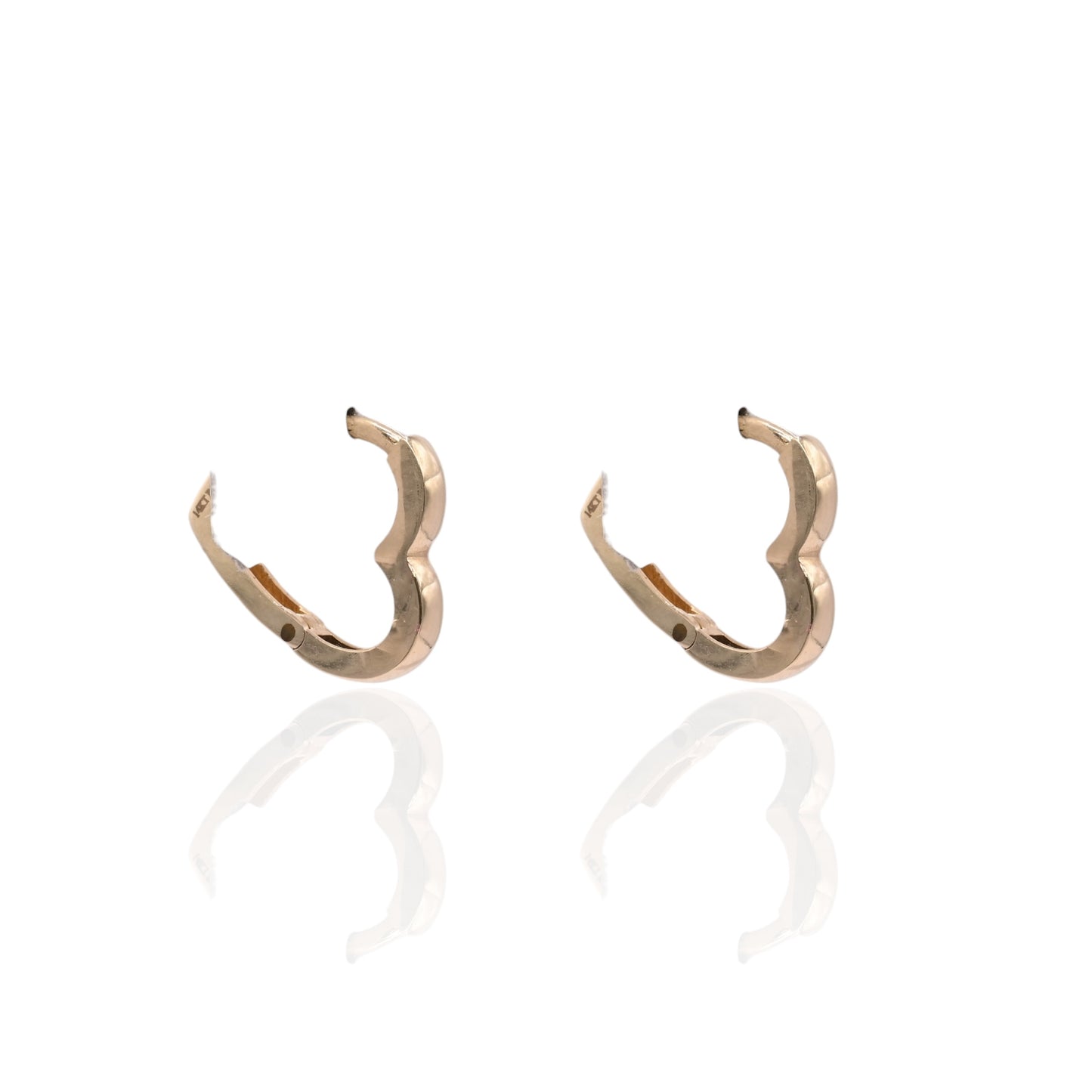 Heart Hoop Earrings 14K Yellow Gold 2.05mm Thick/13.88mm x 13.44mm Diameter