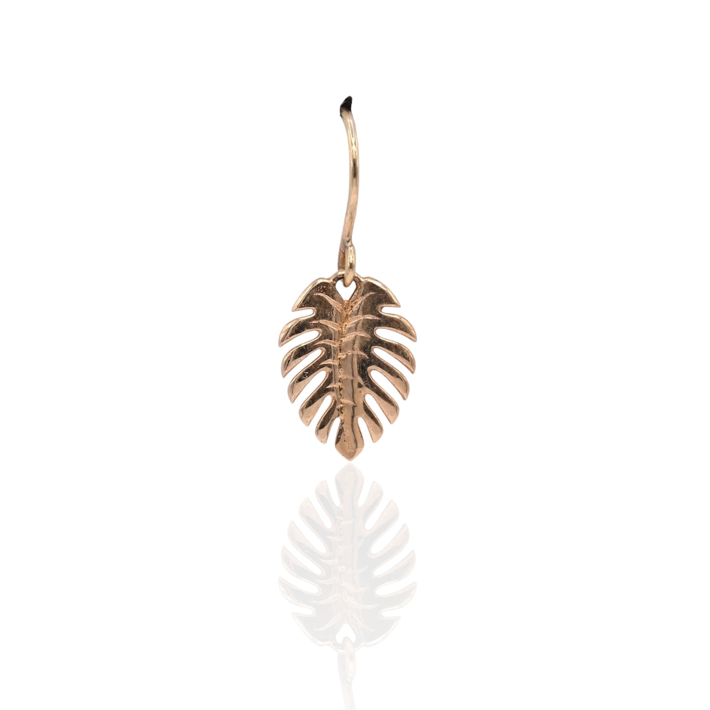 Leaf Dangle Hook Earrings 14K Yellow Gold
