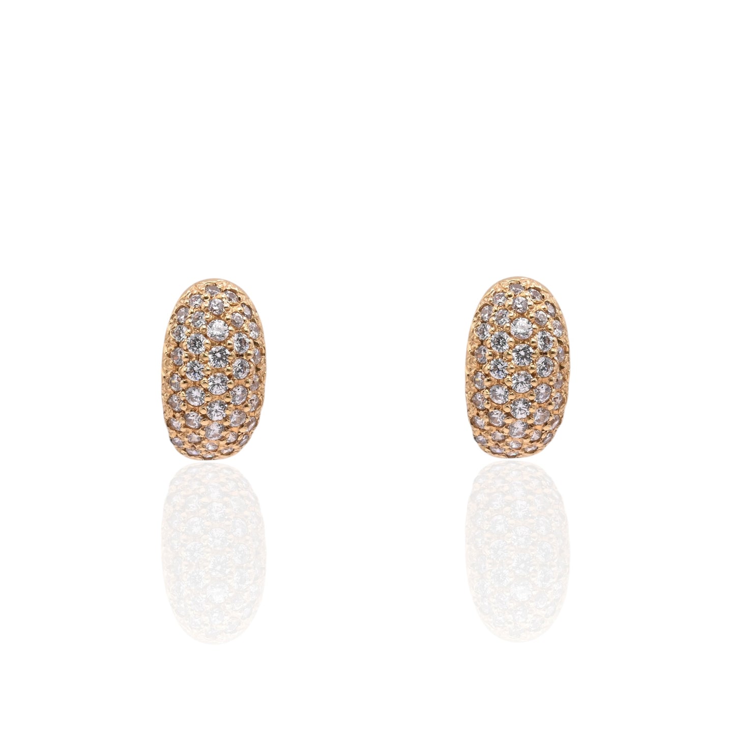 Cubic Zirconia Cluster Earrings 14K Yellow Gold