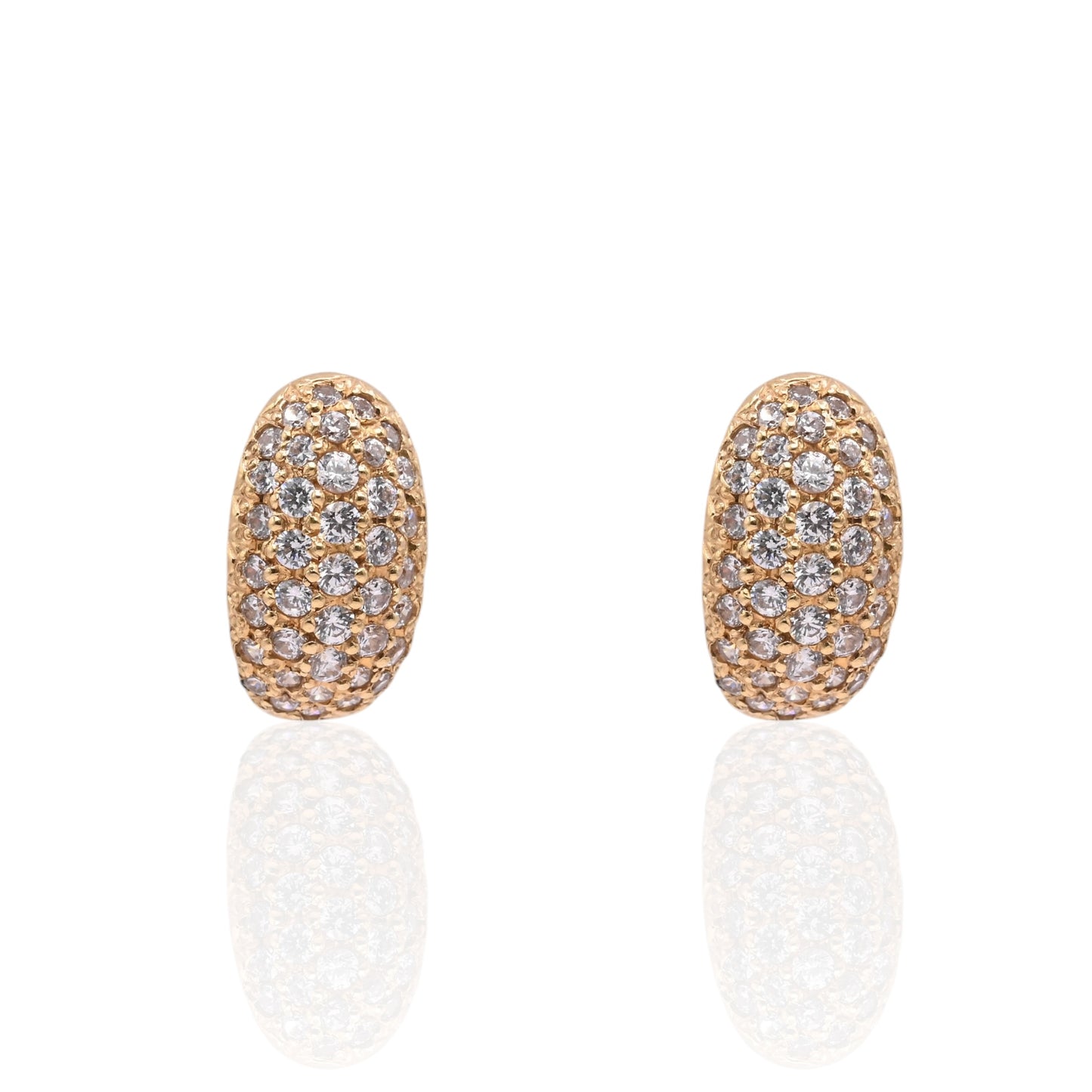 Cubic Zirconia Cluster Earrings 14K Yellow Gold