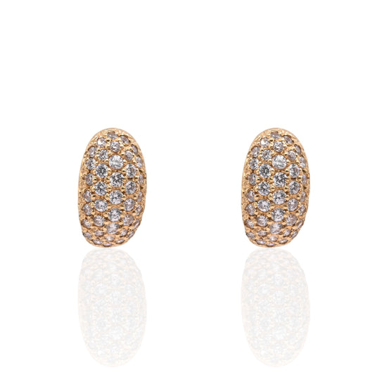 Cubic Zirconia Cluster Earrings 14K Yellow Gold