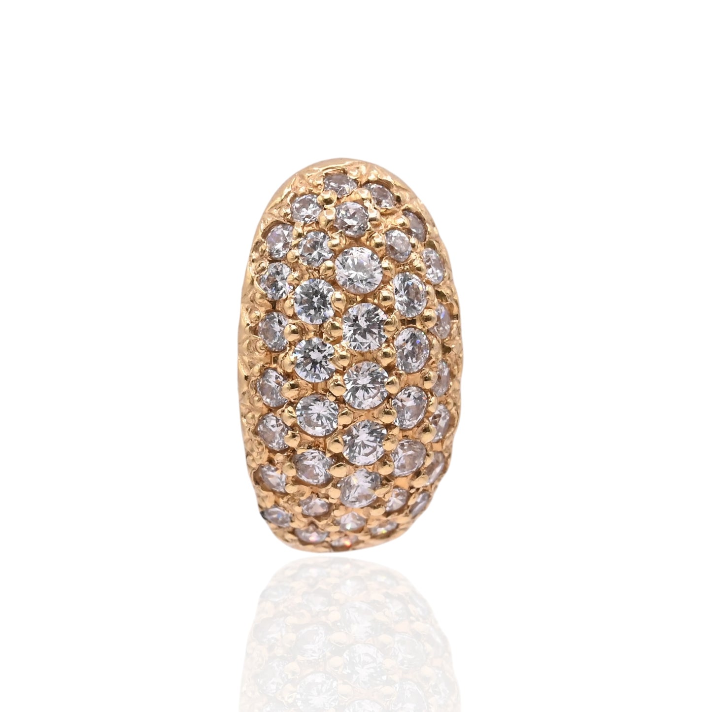 Cubic Zirconia Cluster Earrings 14K Yellow Gold