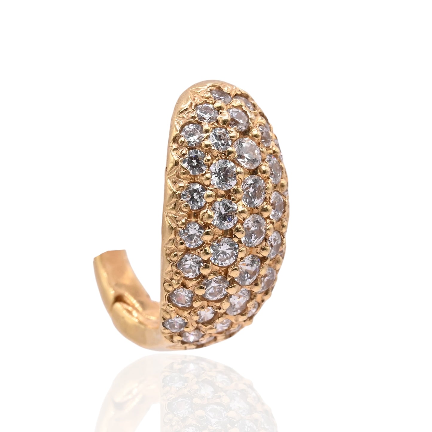 Cubic Zirconia Cluster Earrings 14K Yellow Gold