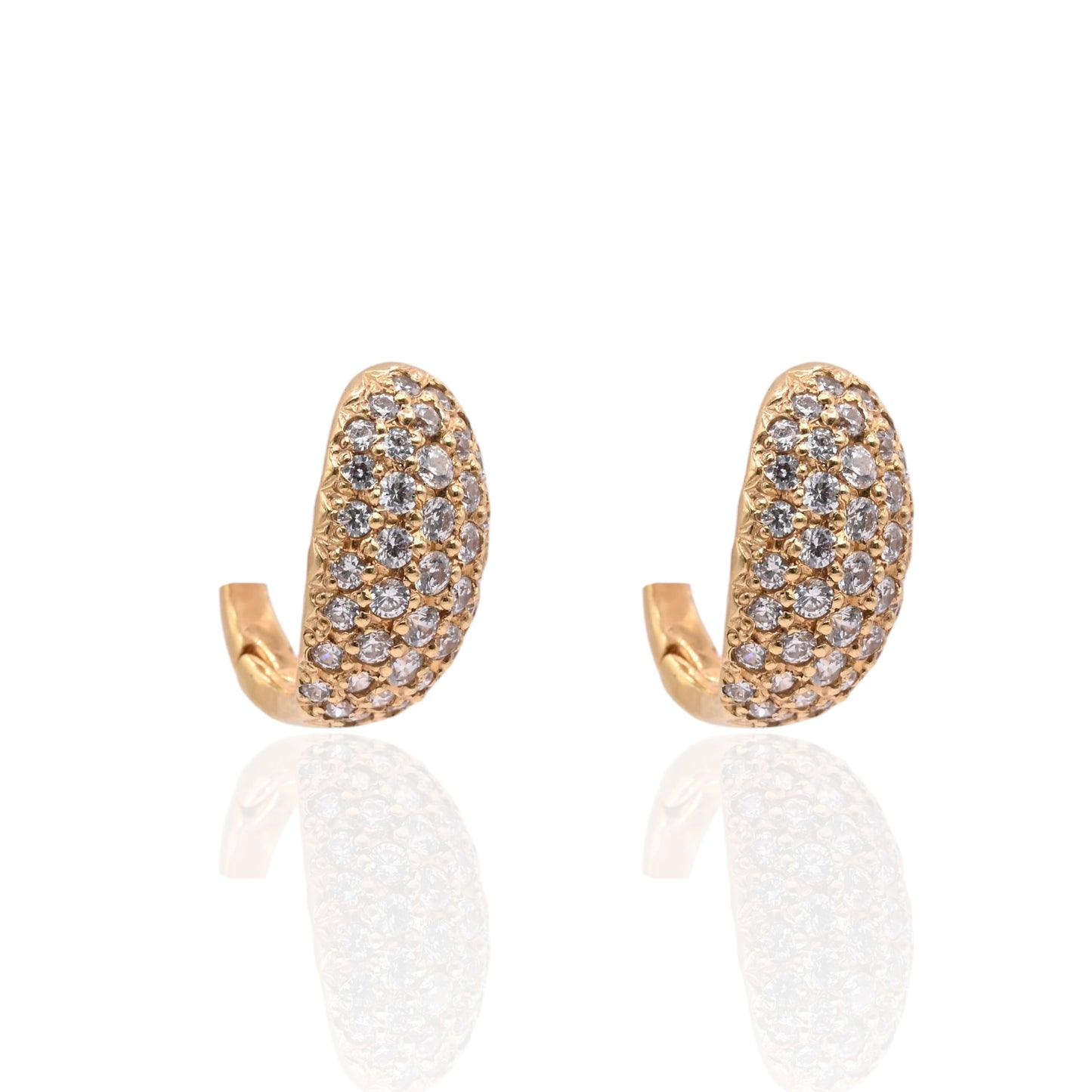 Cubic Zirconia Cluster Earrings 14K Yellow Gold